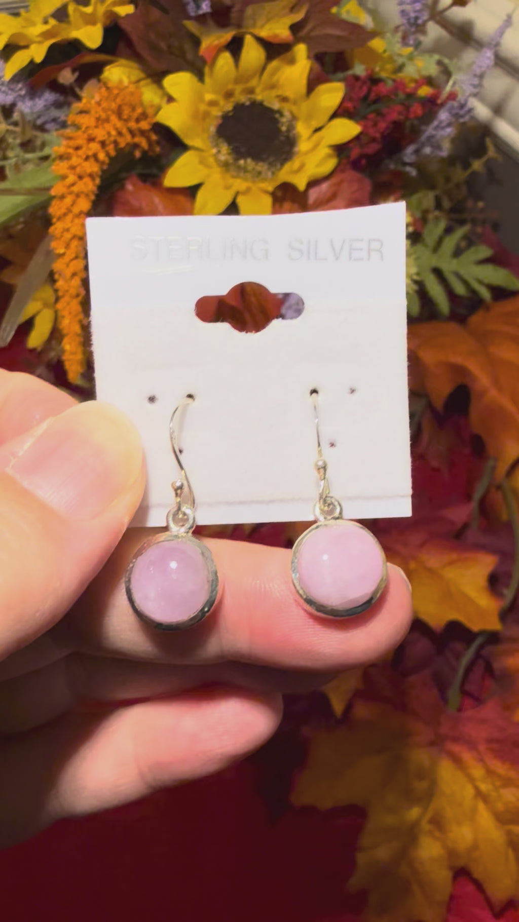 1-1/8” Pink Kunzite Sterling Silver Dangle Pierced Earrings