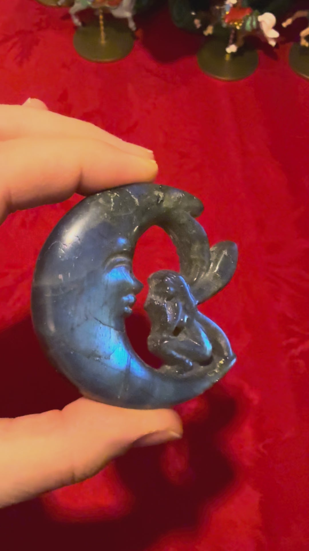 58mm Labradorite Fairy on Crescent Moon Cameo