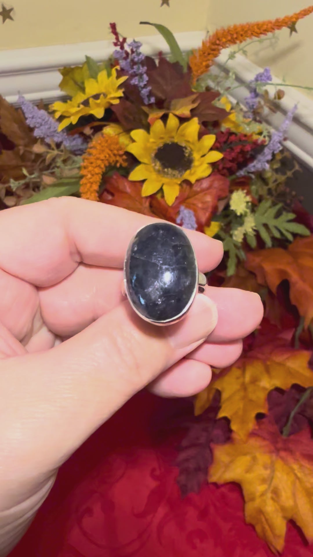 Iolite Sunstone Sterling Silver Ring, size 10