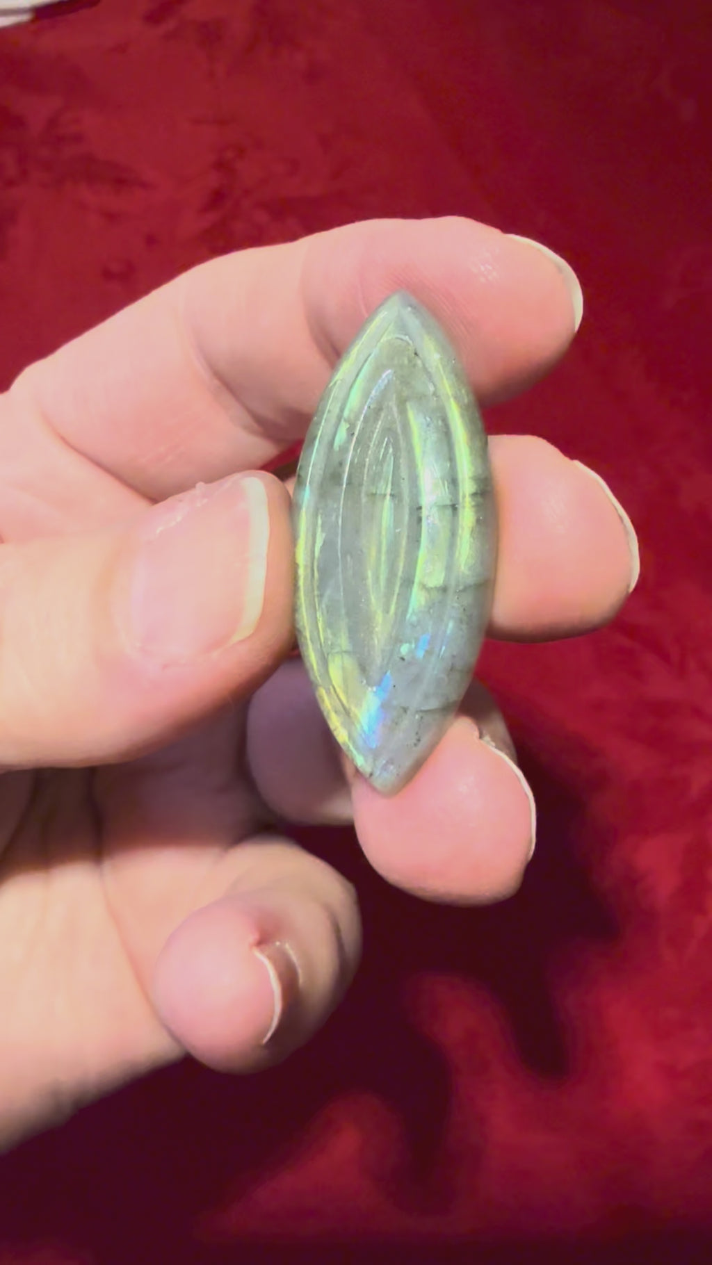 38mm Carved Labradorite Yoni Cabochon