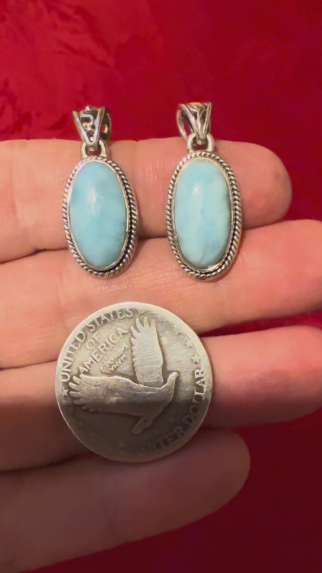 1-1/8” Larimar Sterling Silver Pendant