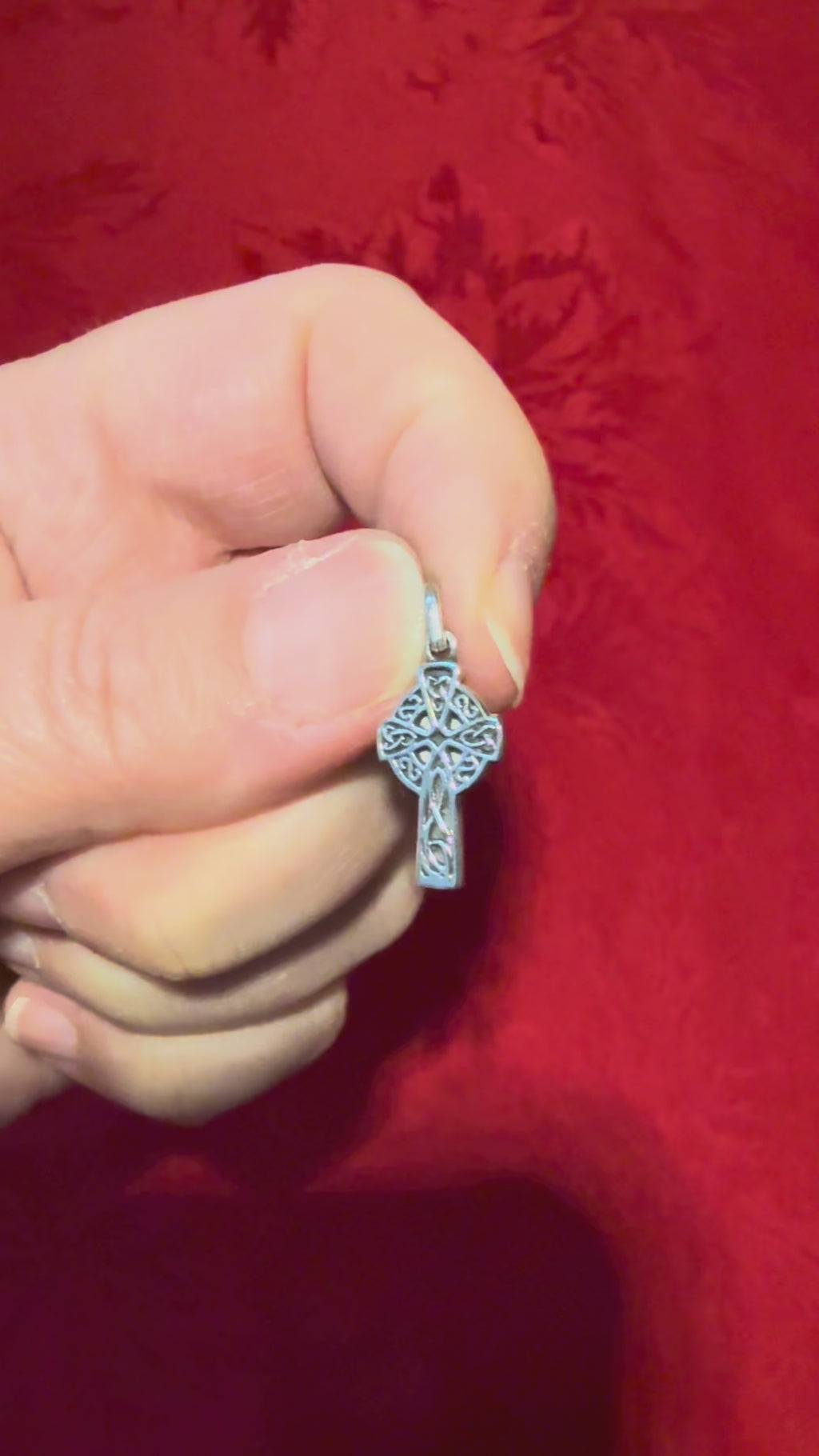 7/8” Sterling Silver Celtic Cross Charm Pendant