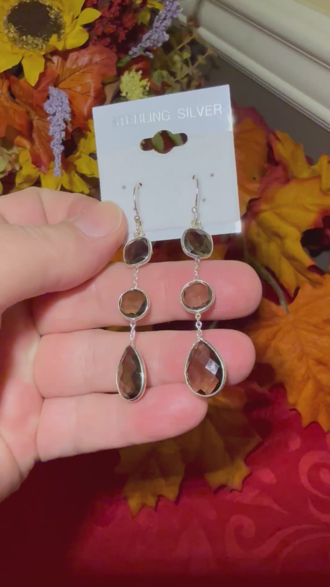 Checkercut Smoky Quartz Sterling Silver Pierced Earrings
