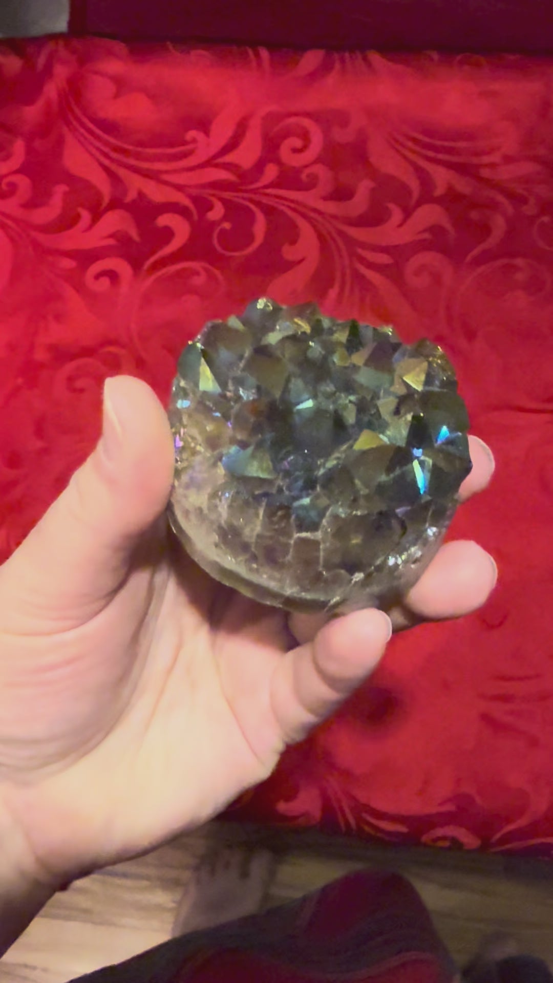 2.5” Rainbow Aura Amethyst Geode Cylinder Core