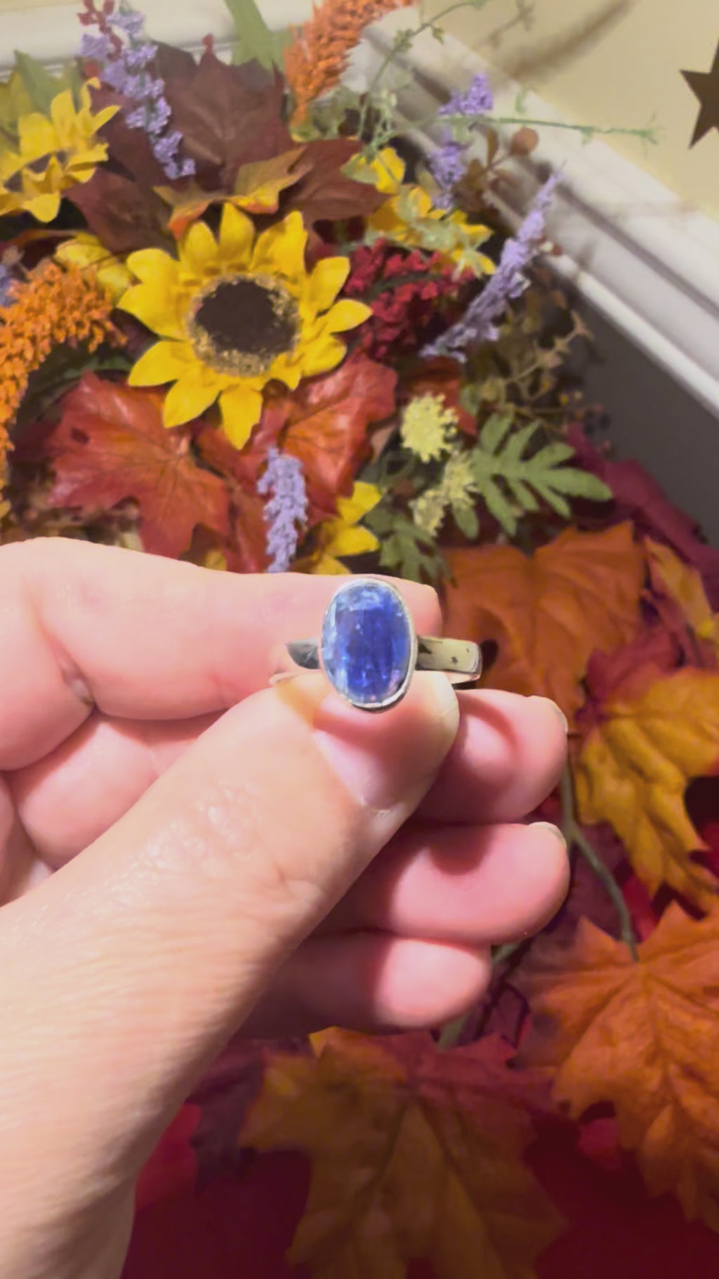 Faceted Rosecut Blue Kyanite Sterling Silver Ring, size 9