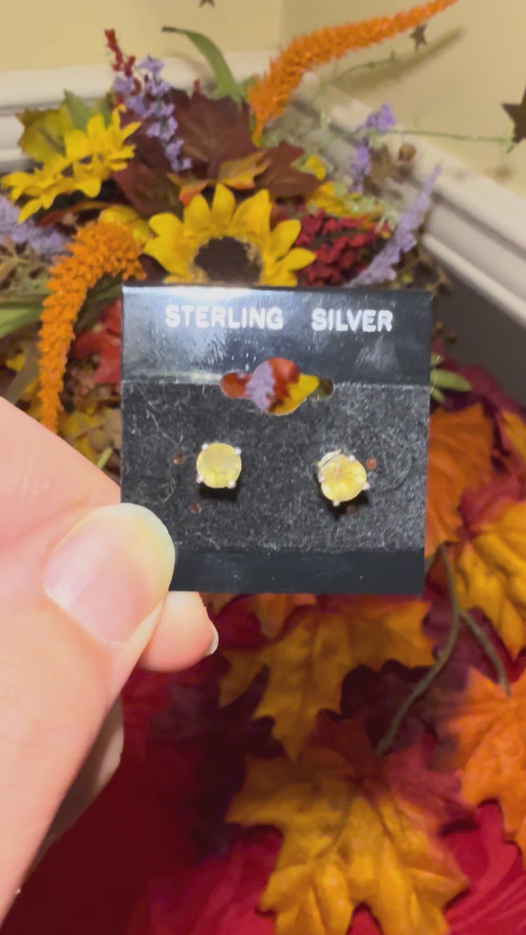 Faceted Citrine Sterling Silver Stud Pierced Earrings