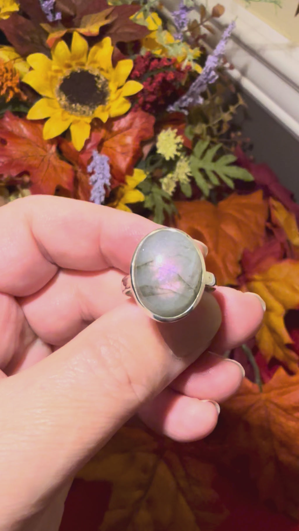 Purple Labradorite Sterling Silver Ring, size 9