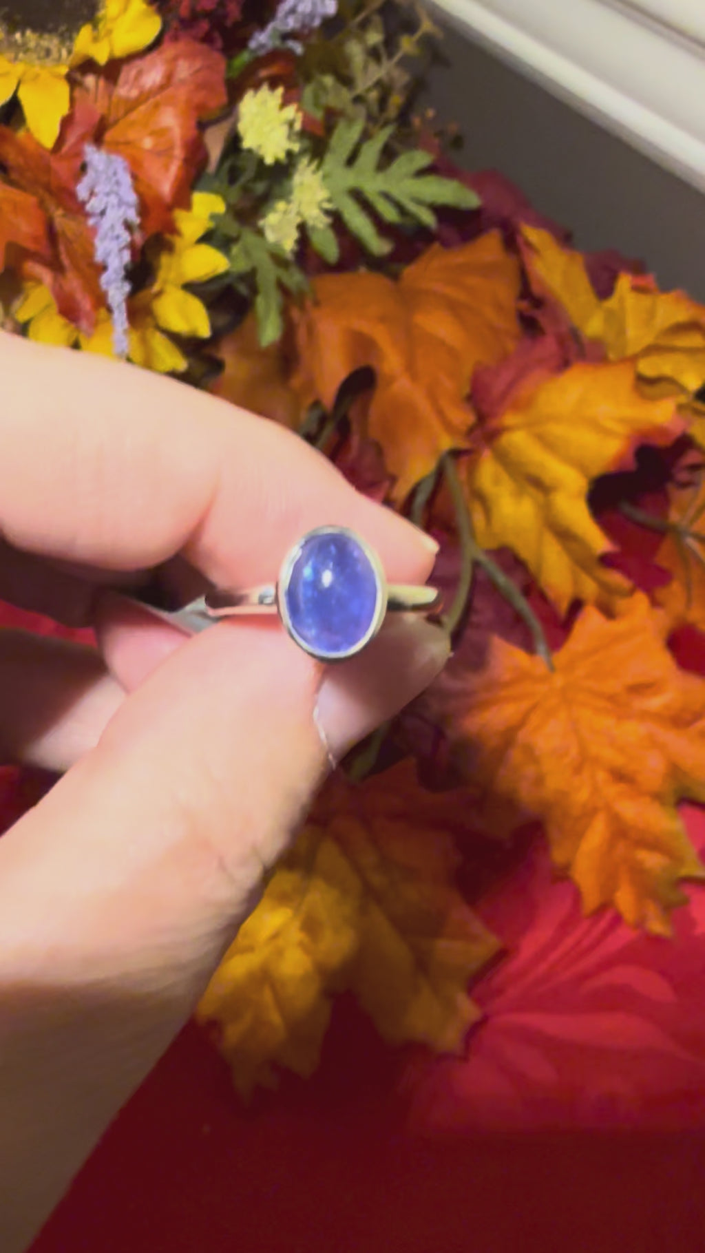 Tanzanite Cabochon Sterling Silver Ring, size 7-1/2