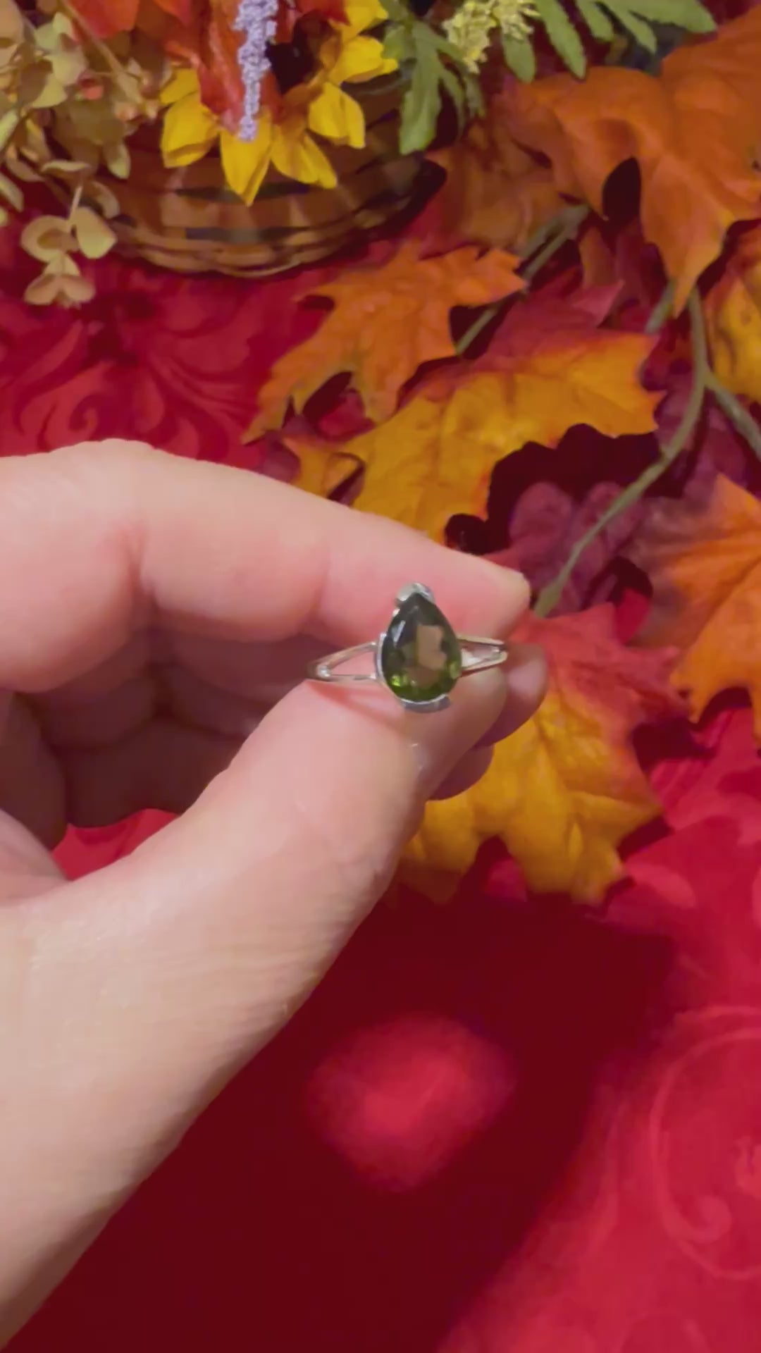 Faceted Genuine Moldavite Rhodium Over Sterling Silver Ring, size 9