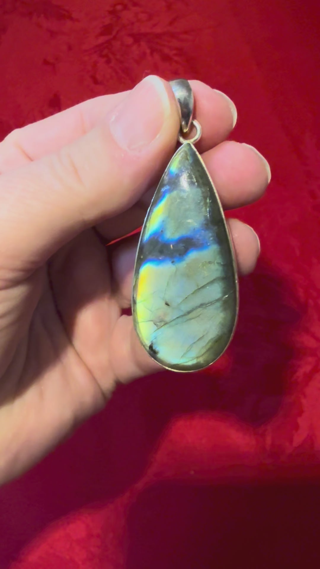 2.5” Labradorite Sterling Silver Tear Drop Pendant