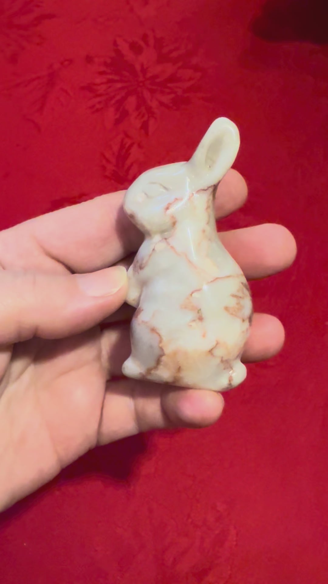 3” Red Network Jasper Stone Bunny Rabbit