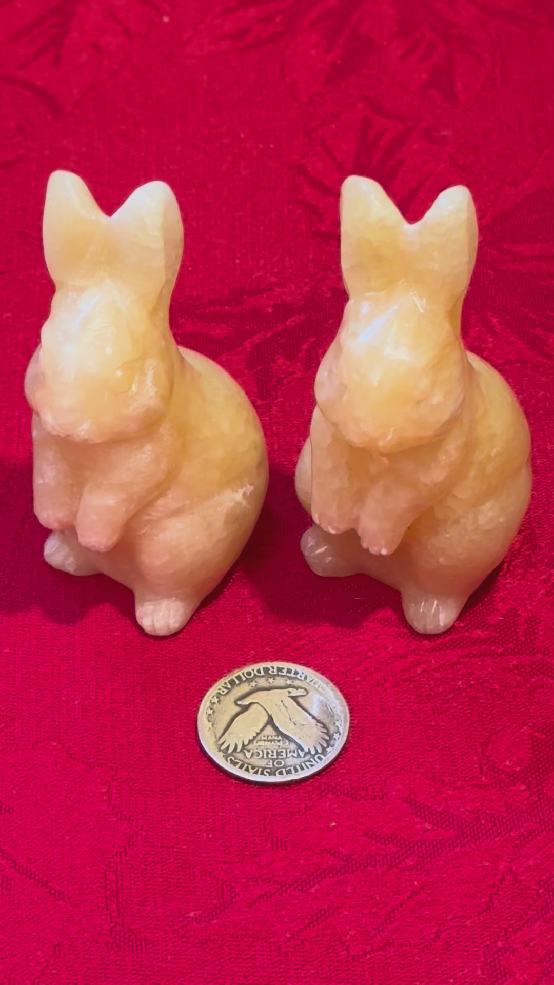 3” Orange Calcite Bunny Rabbit Carved Crystal