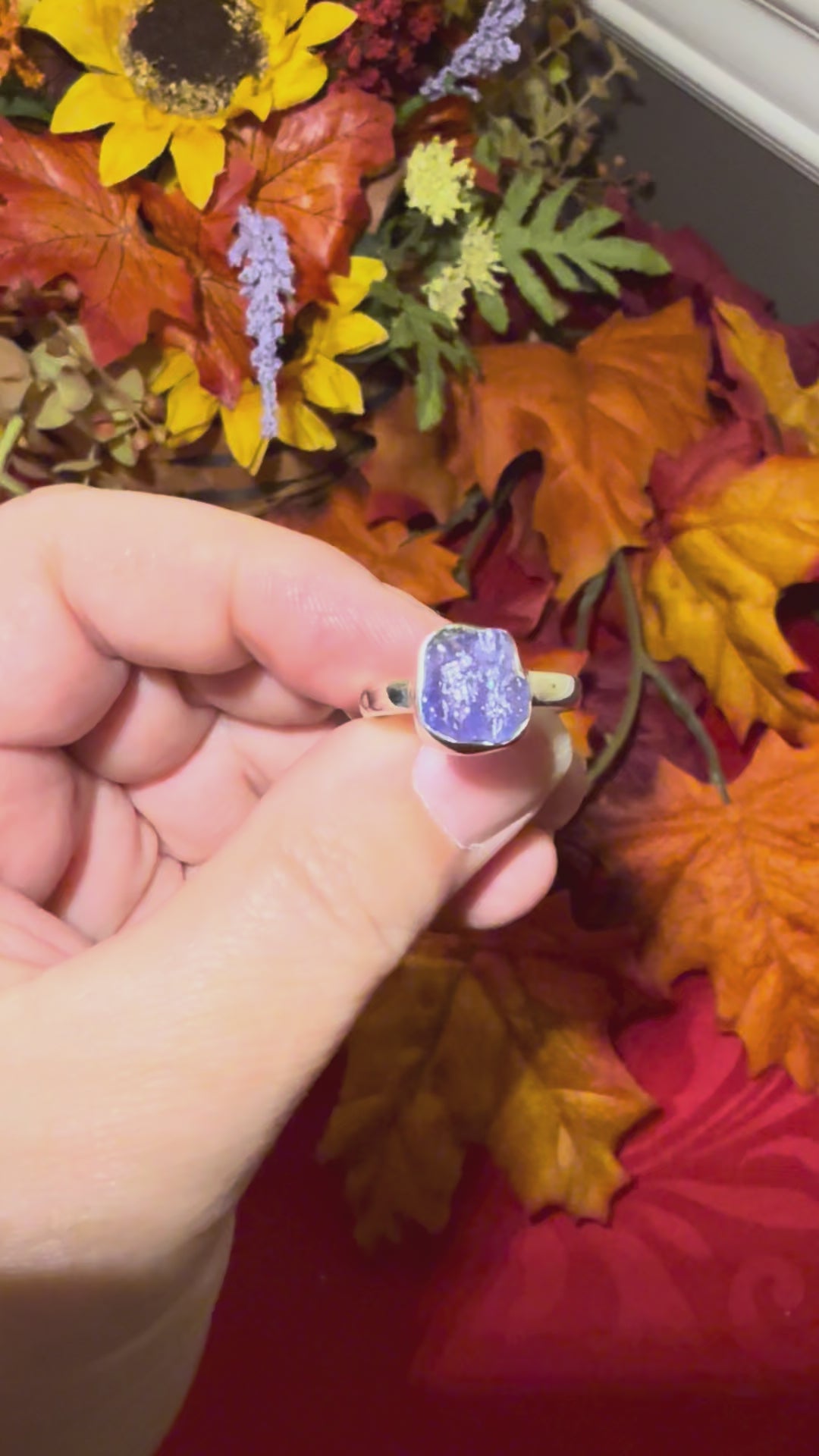 Rough Raw Tanzanite Sterling Silver Ring, size 8-1/4
