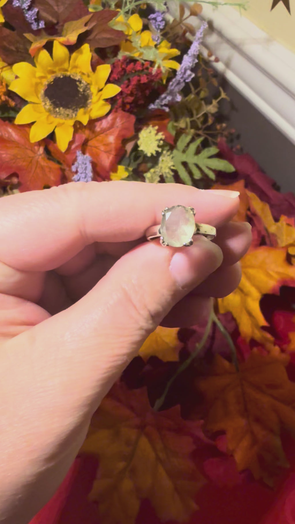 Faceted Libyan Desert Glass Sterling Silver Ring, size 6-1/2