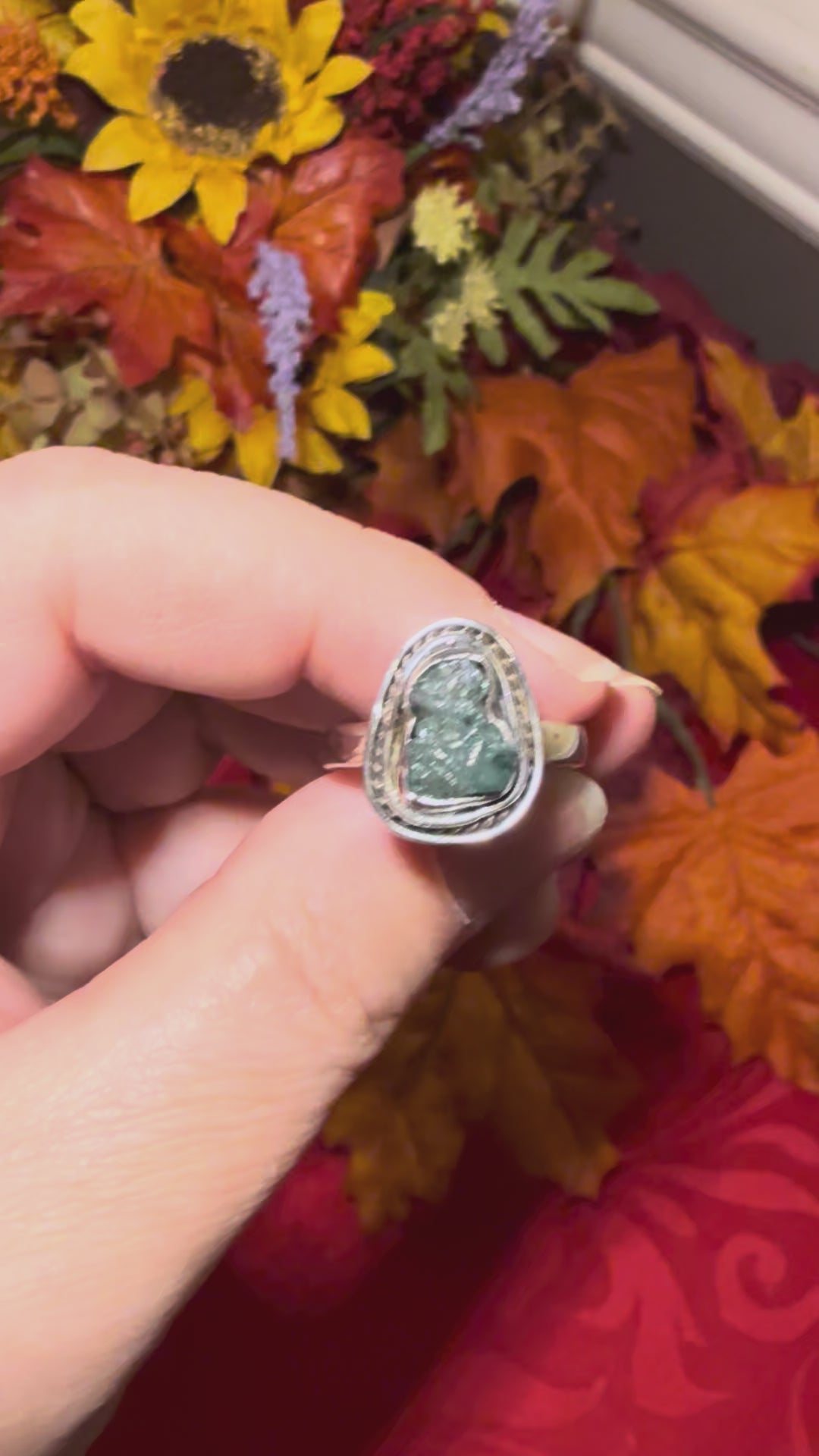 Rough Blue Diamond Sterling Silver Ring, size 9