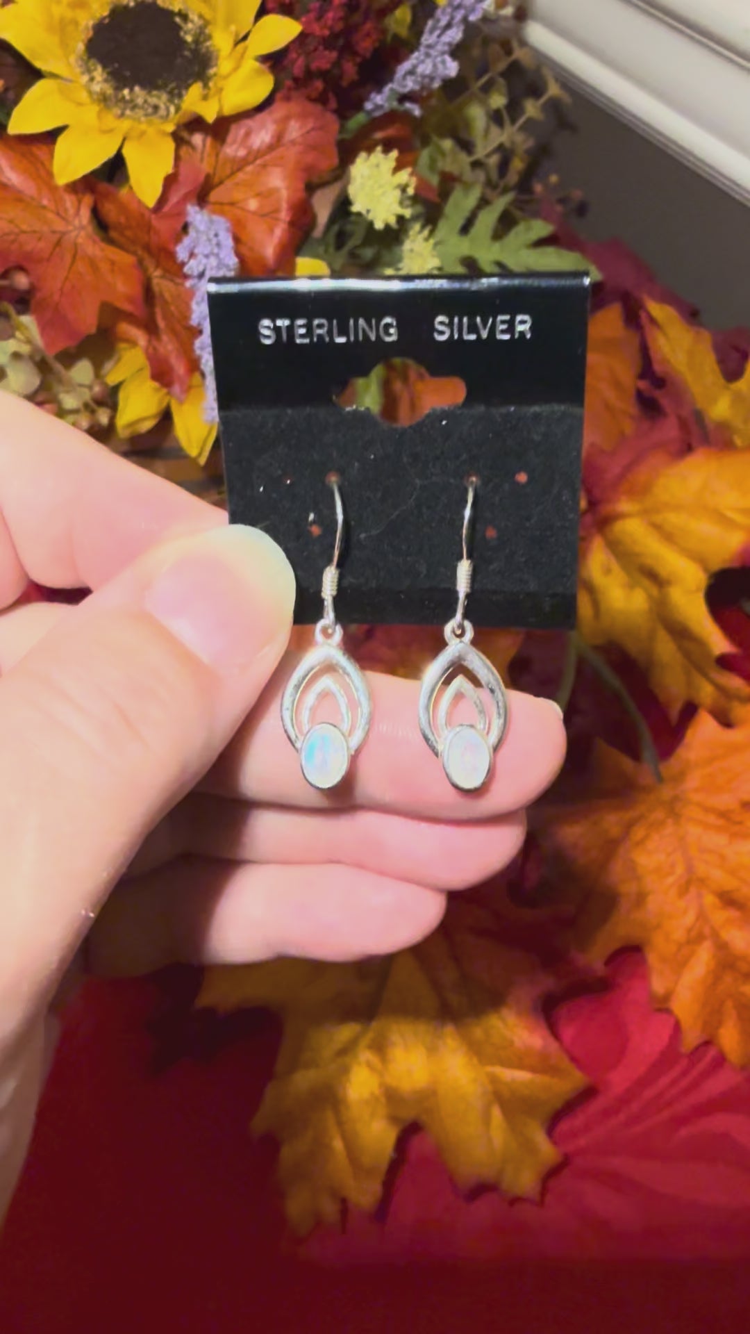 Faceted Rainbow Moonstone Sterling Silver Dangle Pierced Earrings