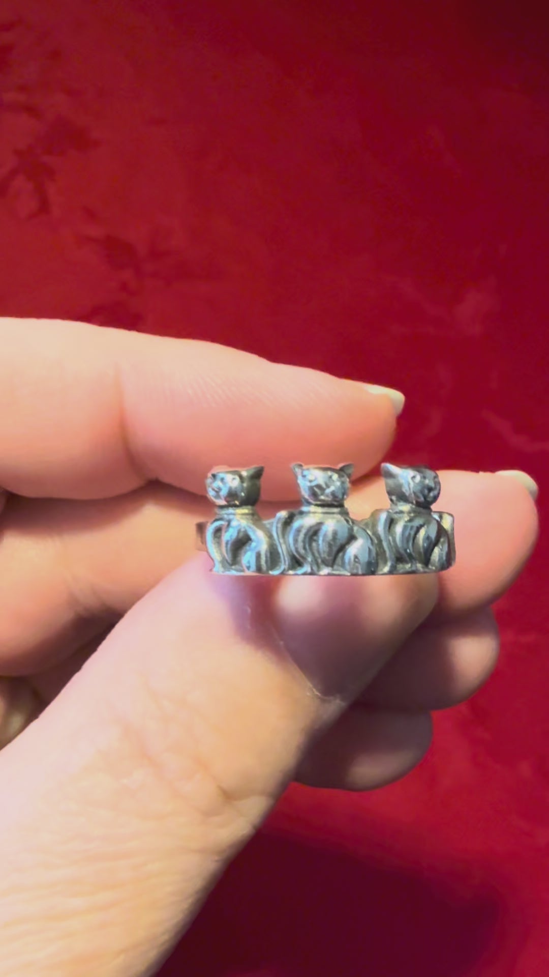 Sterling Silver Cat Ring, size 9-1/4