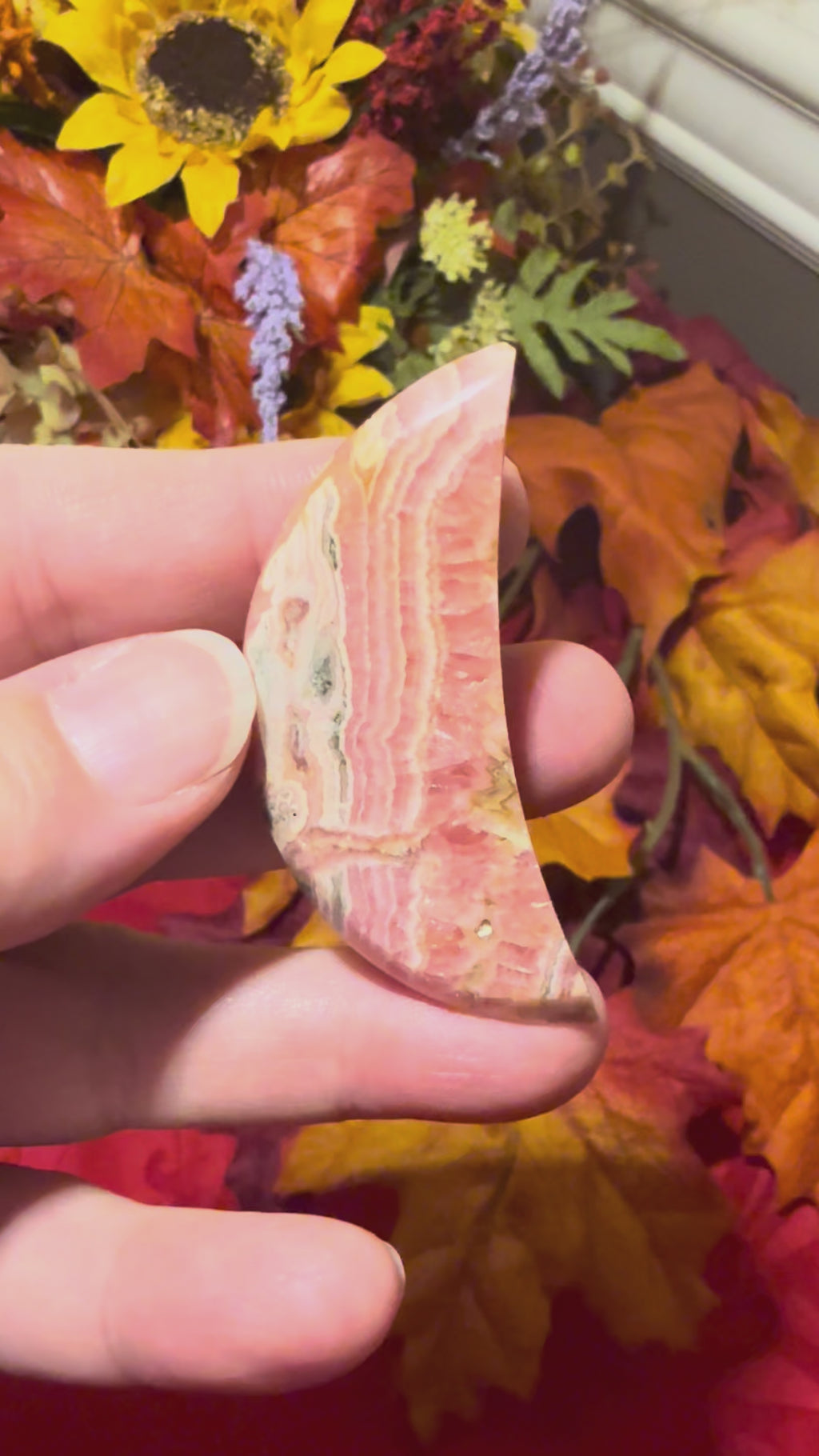 58mm Rhodochrosite Crescent Moon Cabochon