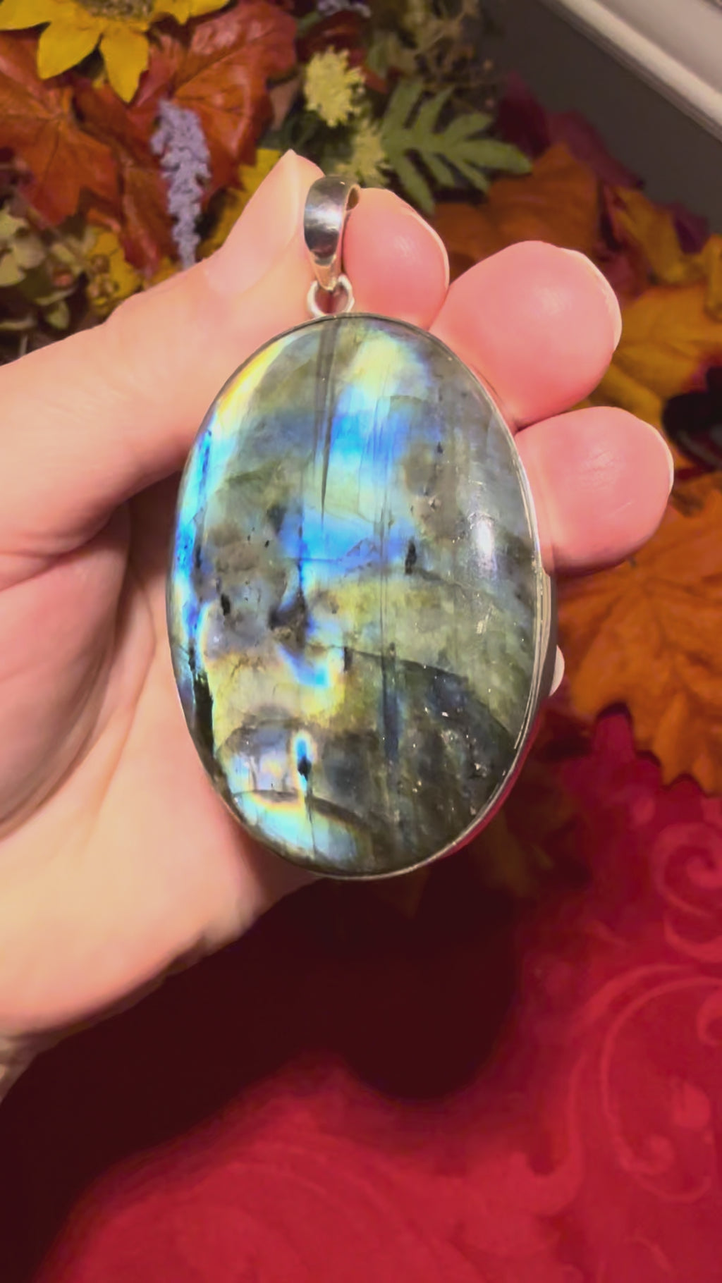 HUGE 2.75” Labradorite Sterling Silver Pendant