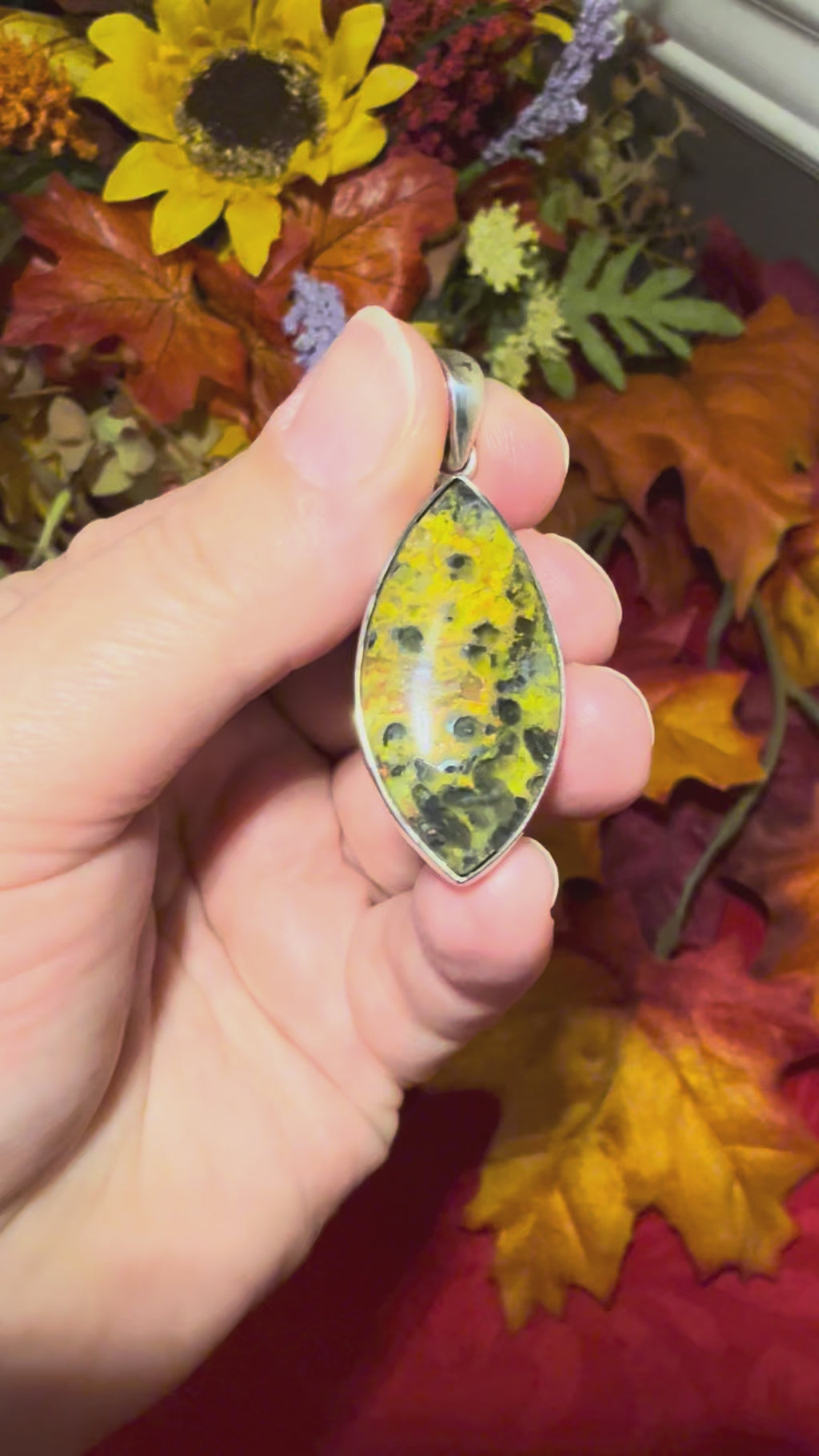 1-7/8” Bumblebee Jasper Sterling Silver Pendant