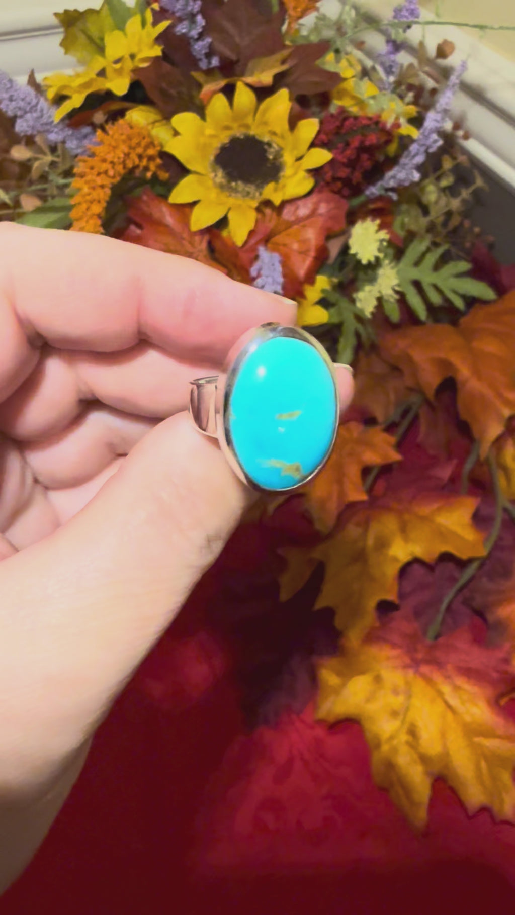 Sleeping Beauty Turquoise Sterling Silver Ring, size 8-1/2