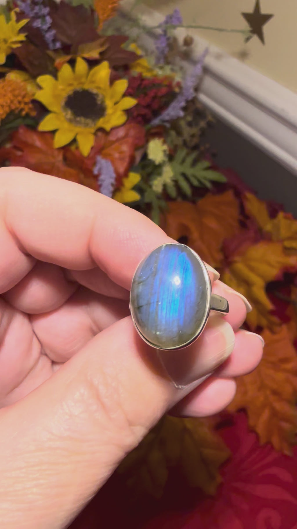 Labradorite Sterling Silver Ring, size 6-1/4