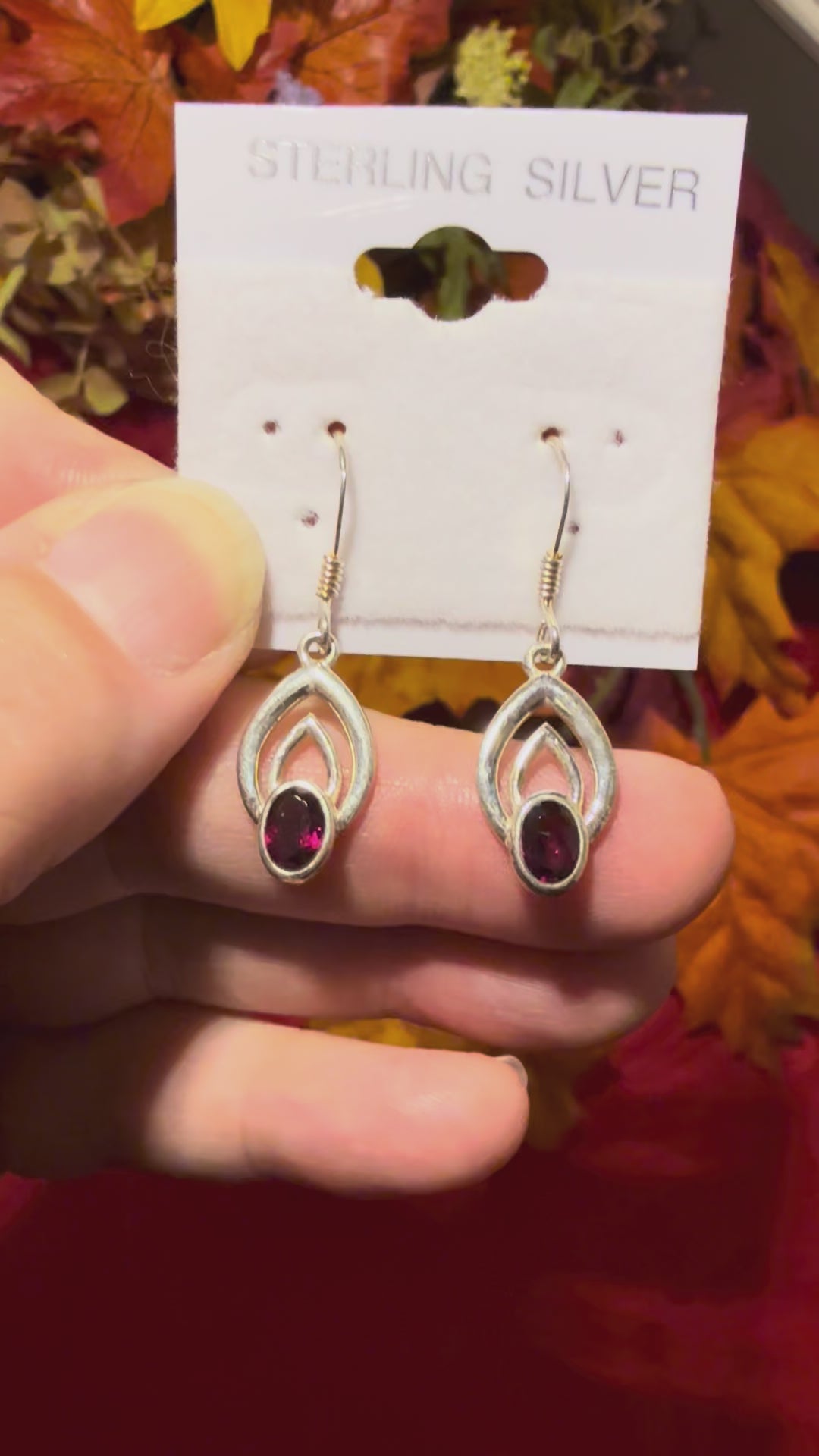Faceted Rhodolite Garnet Sterling Silver Dangle Pierced Earrings