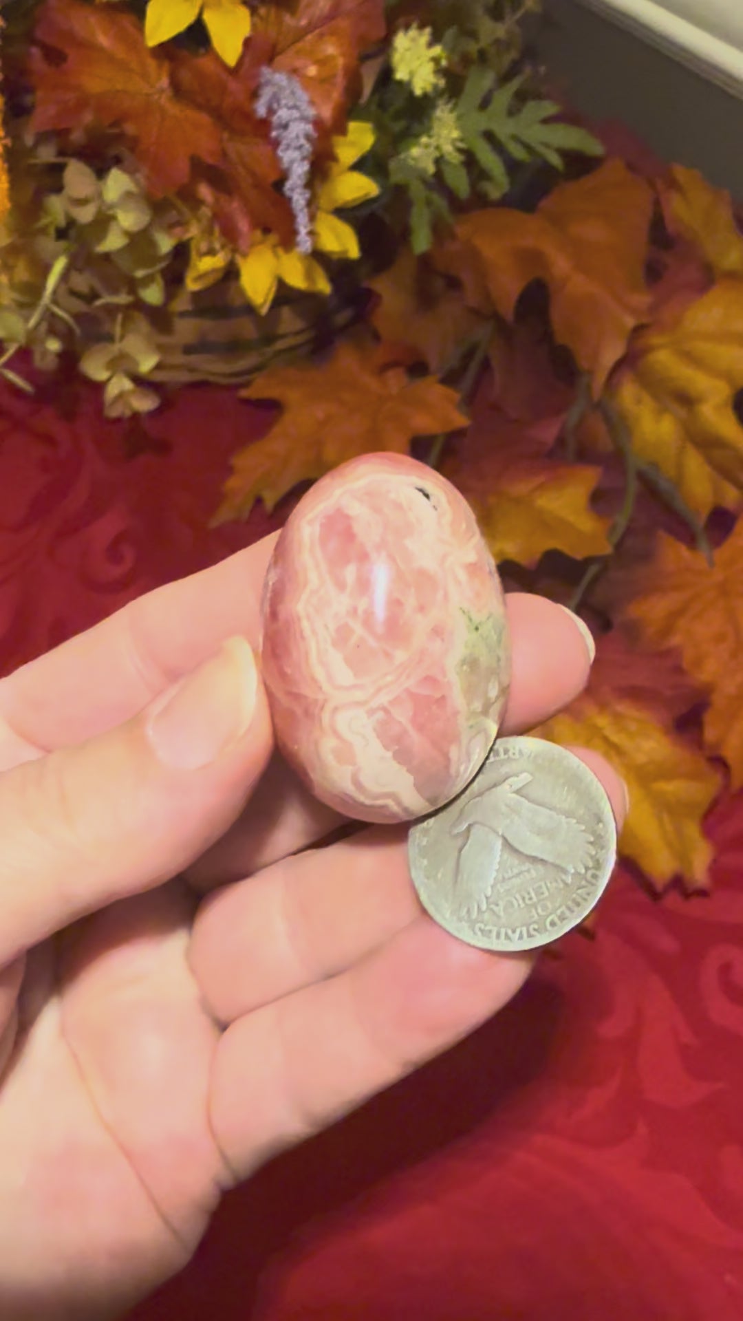 40mm Rhodochrosite Palm Stone, 40g