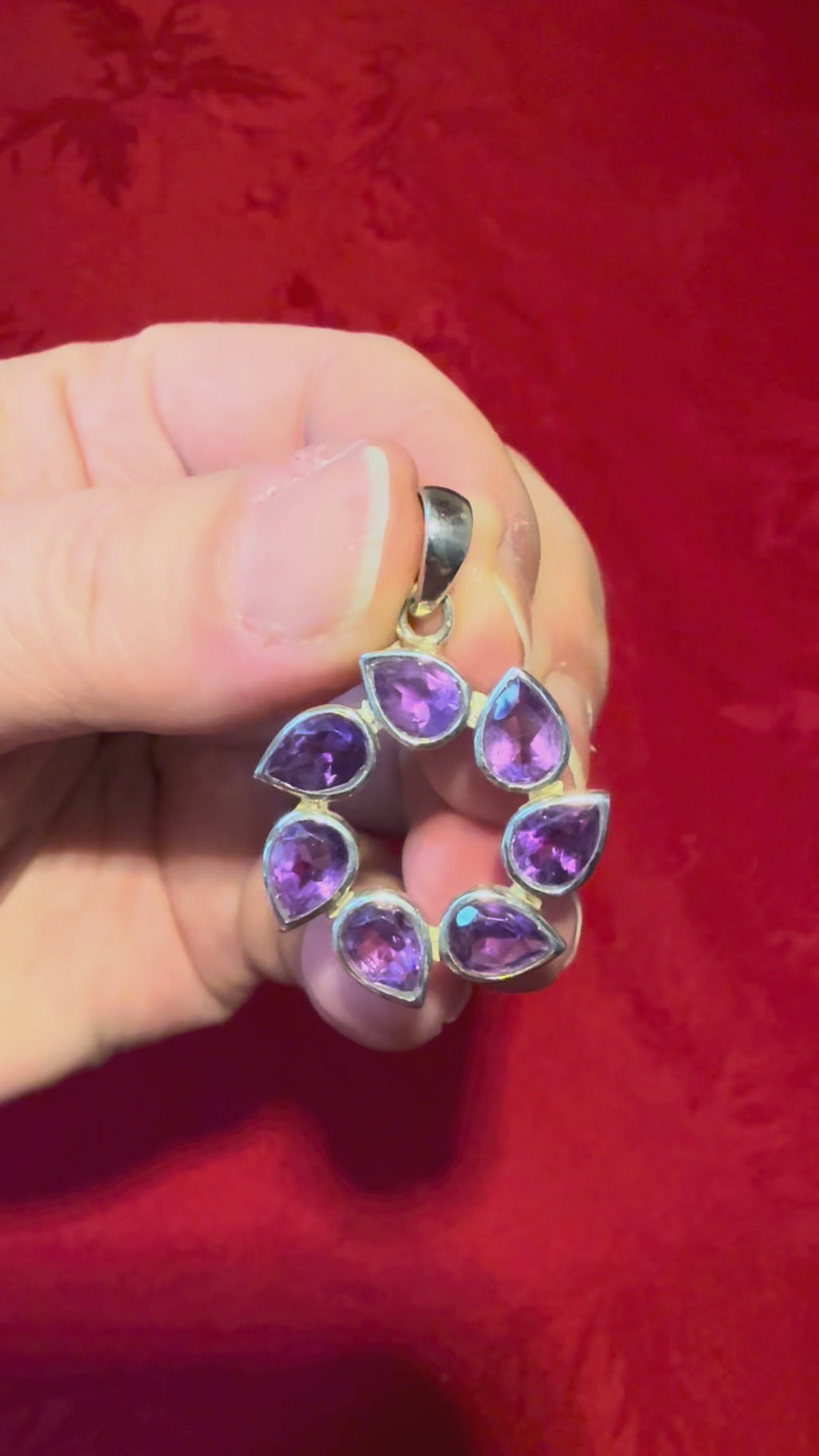 1-3/8” Faceted Amethyst Sterling Silver Pendant