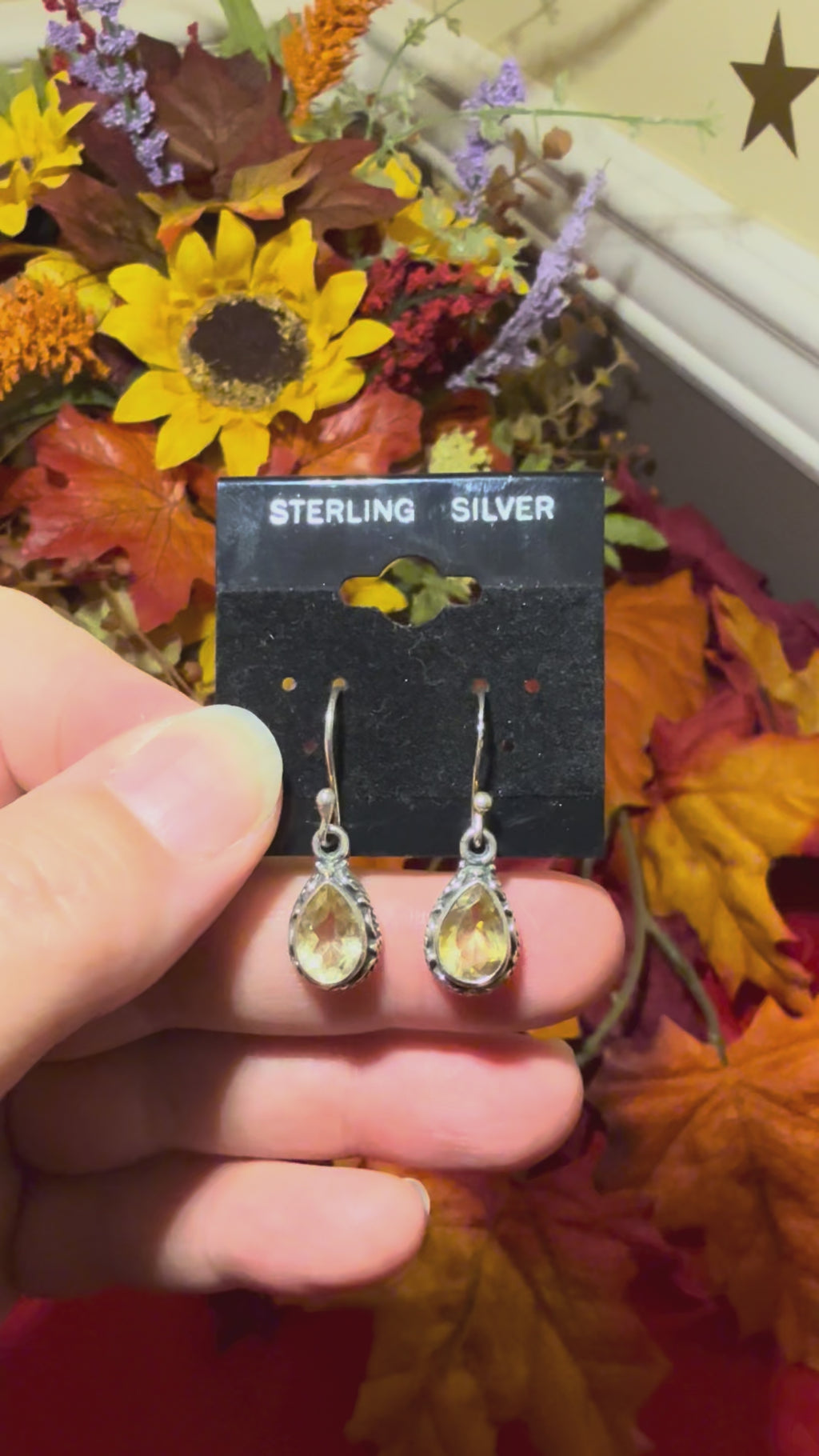 Faceted Citrine Sterling Silver Dangle Pierced Earrings