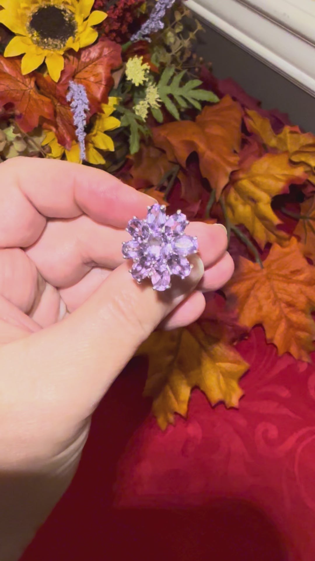 Faceted Amethyst Sterling Silver Cocktail Ring, size 6