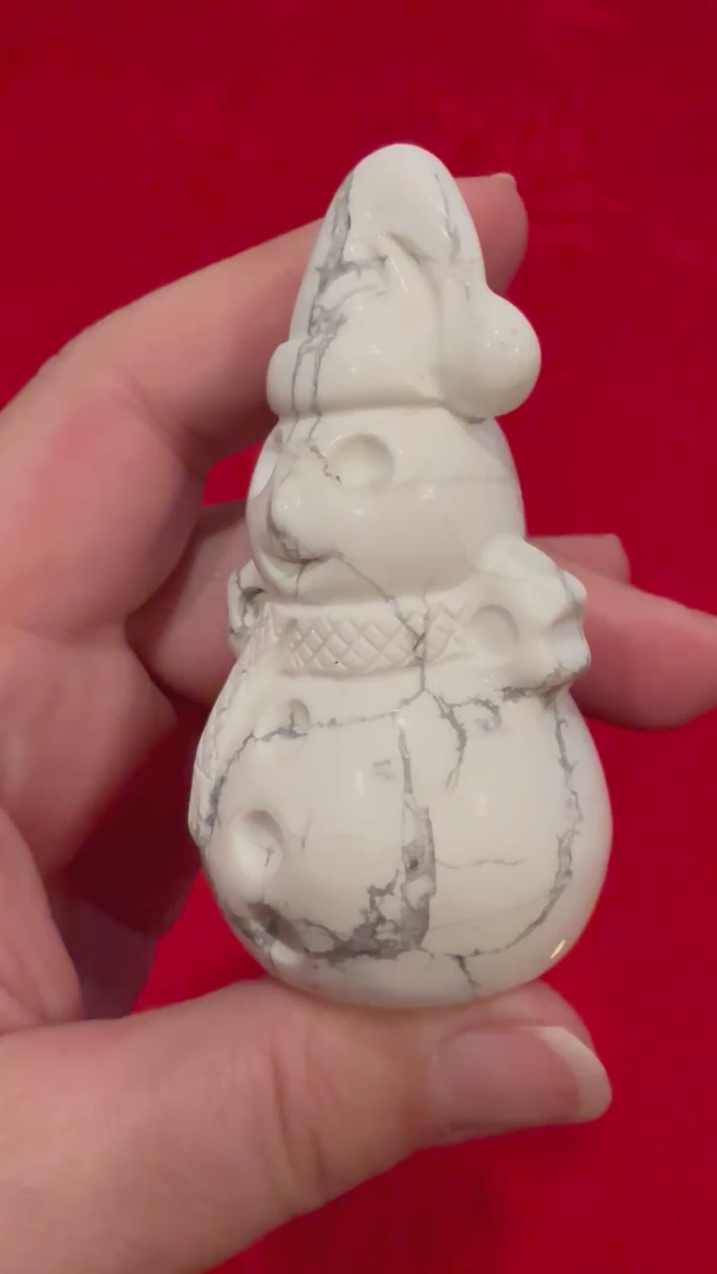 Howlite Snowman in Hat & Scarf Carved Figure