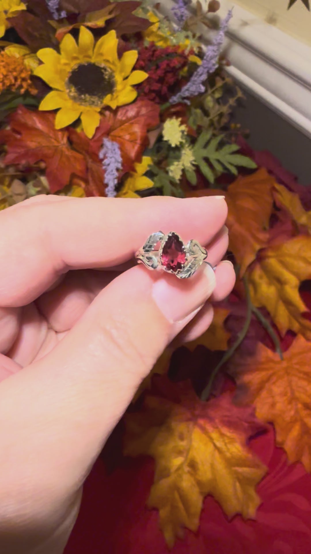 Faceted Garnet Sterling Silver Ring, size 3