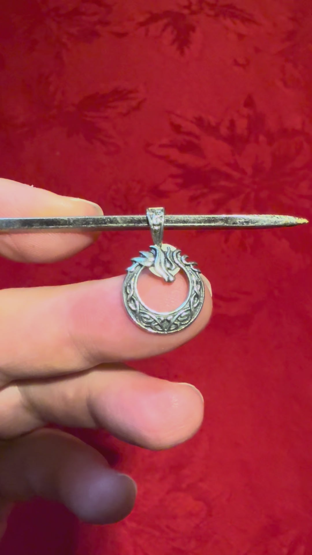 7/8” Celtic Dragon Sterling Silver Charm Pendant