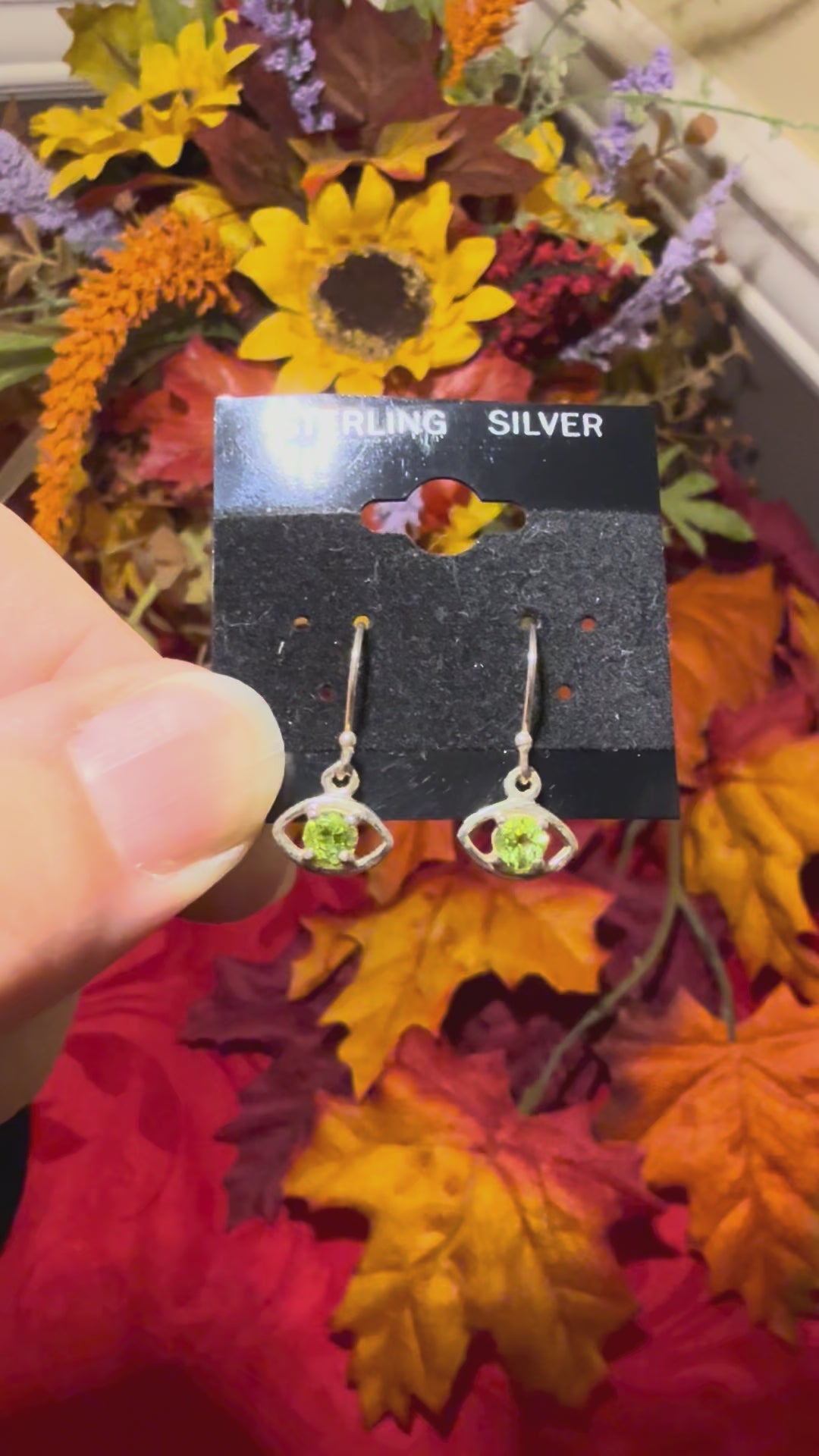 Faceted Peridot Sterling Silver Eye Pierced Dangle Earrings