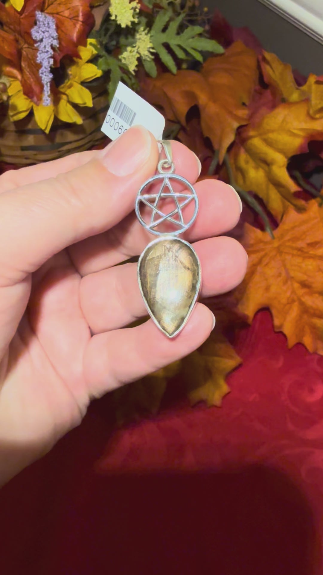 2-1/8” Gold Sheen Sapphire Sterling Silver Pentacle Pendant