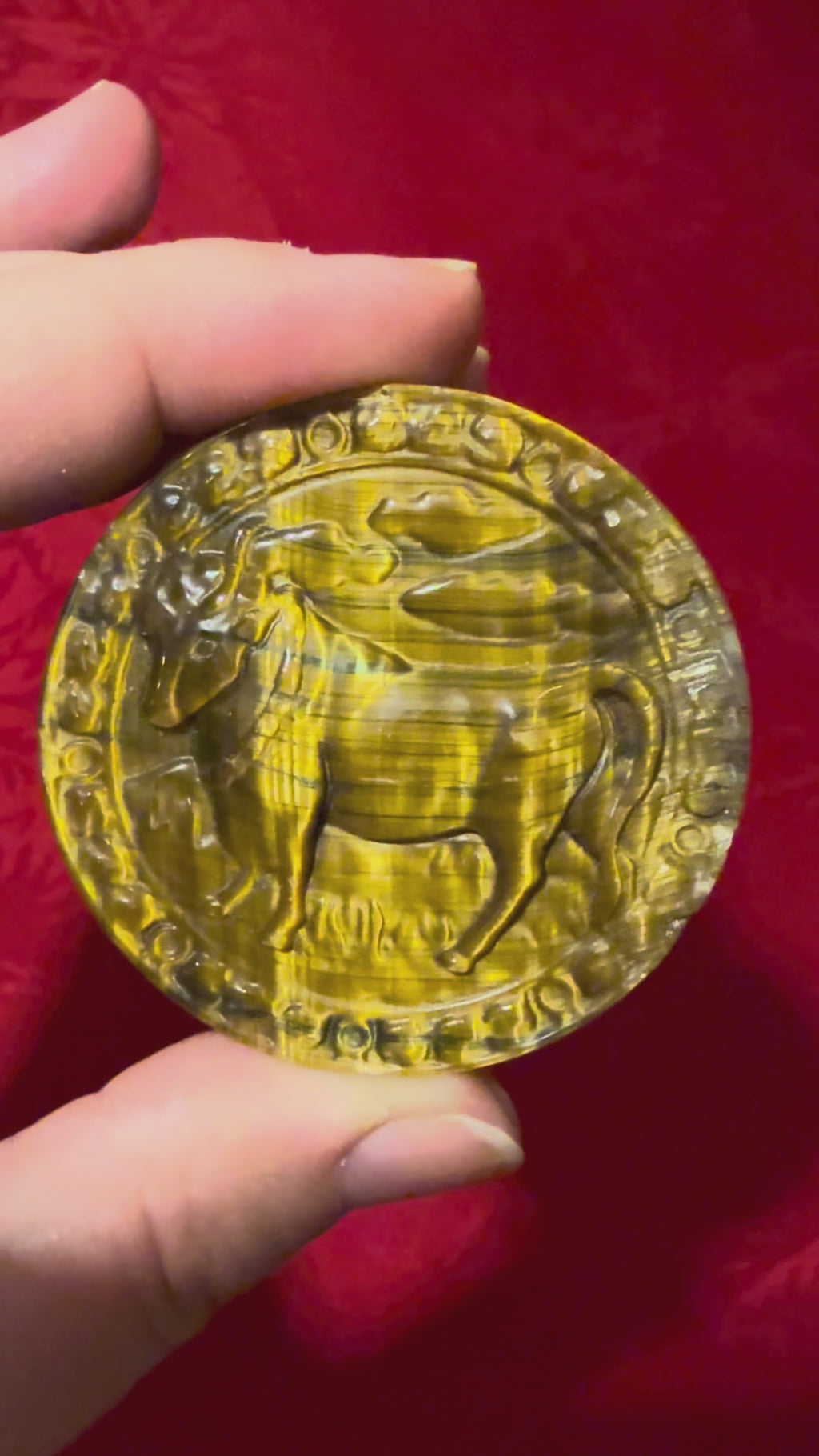 50mm Tigerseye Tiger’s Eye Zodiac Sign Taurus Cameo