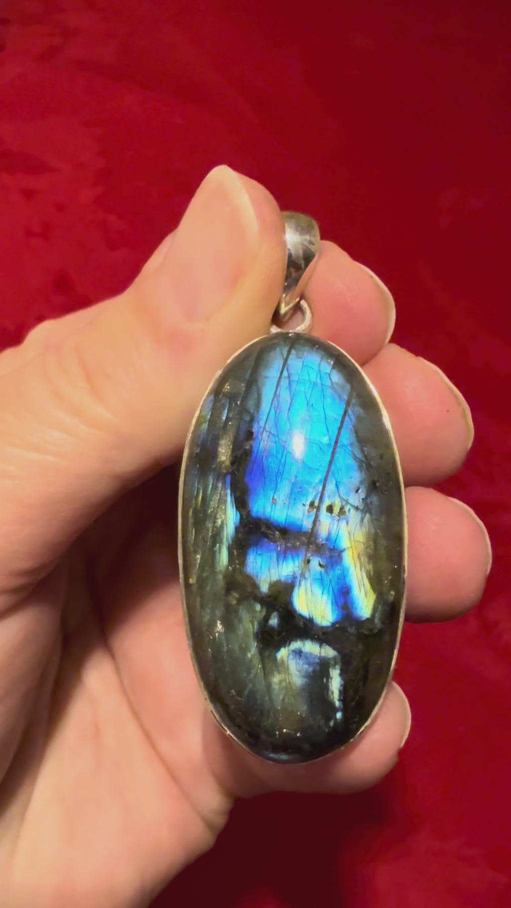 2-1/8” Labradorite Sterling Silver Pendant