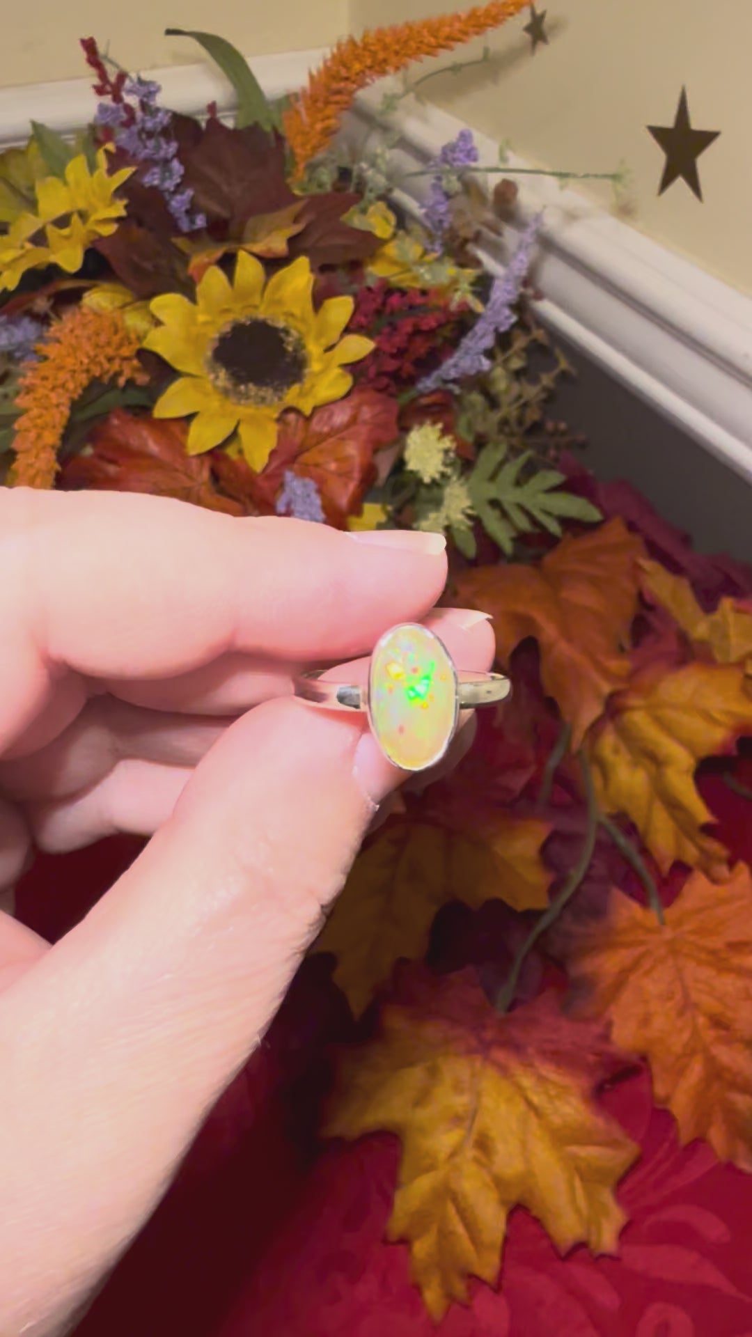 Faceted Rosecut Ethiopian Opal Sterling Silver Ring, size 10