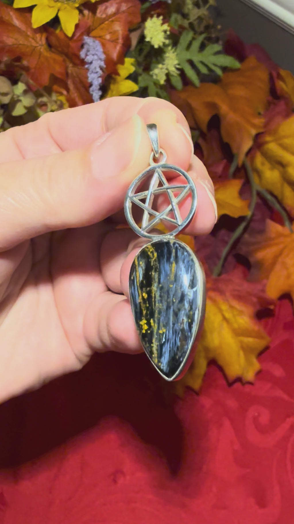 2.25” Pietersite Sterling Silver Pentacle Pendant