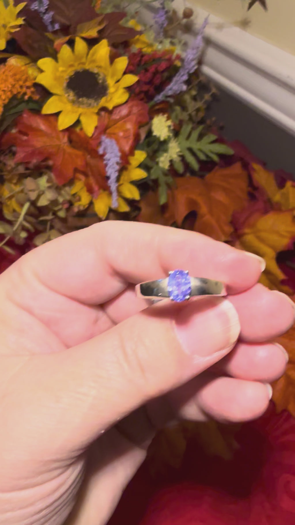 Faceted Tanzanite Sterling Silver Ring, size 9