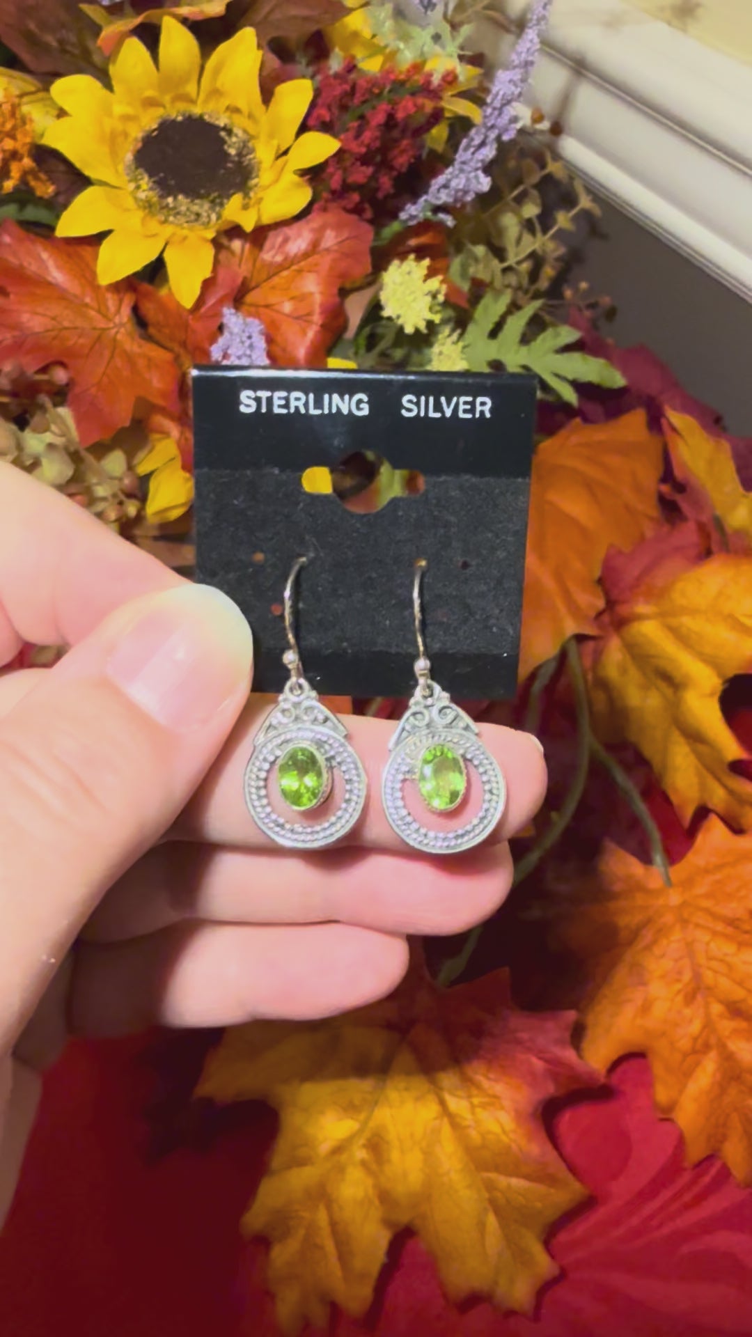 Faceted Peridot Sterling Silver Dangle Pierced Earrings