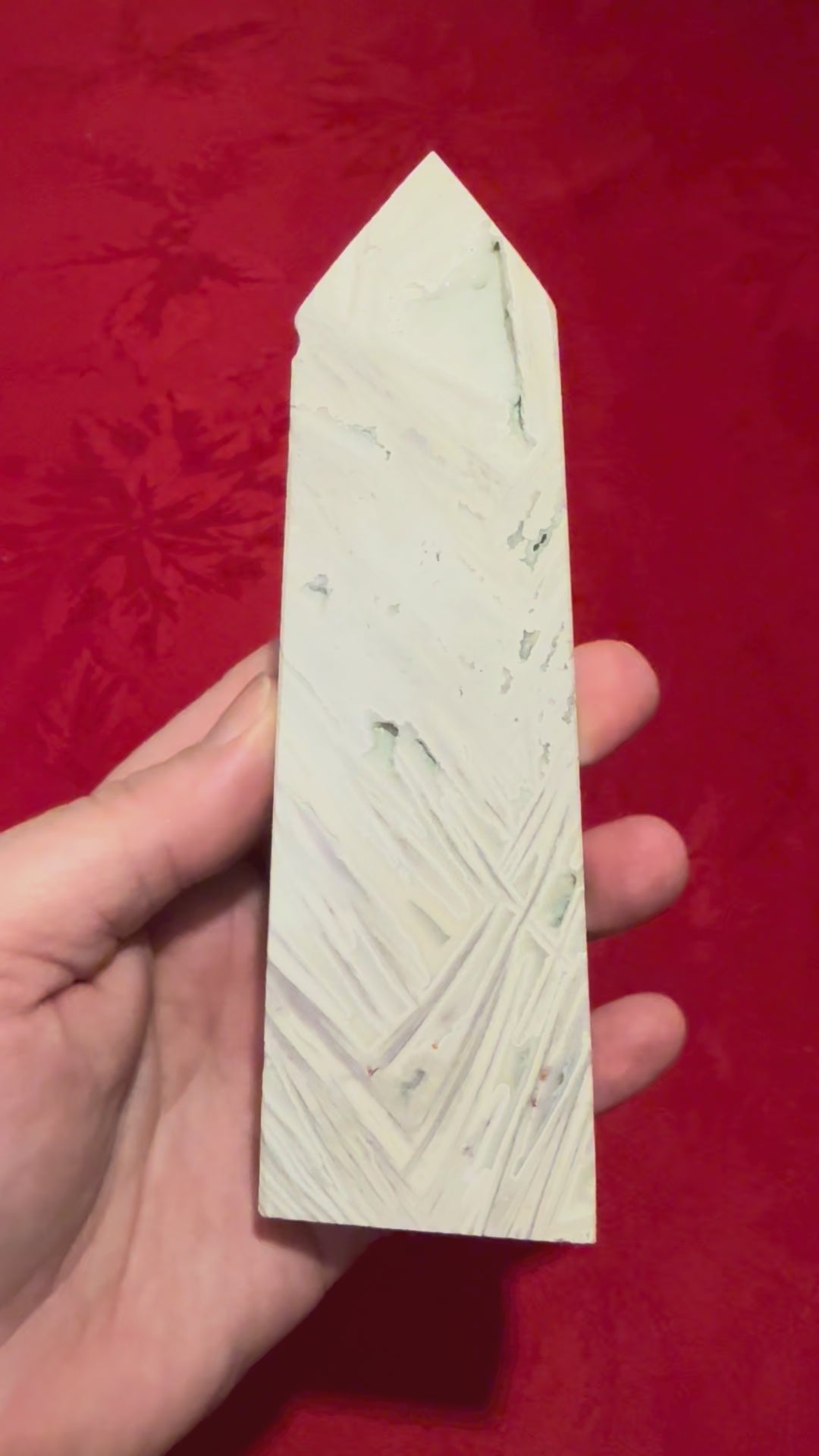 6” White Agate Obelisk Standing Point