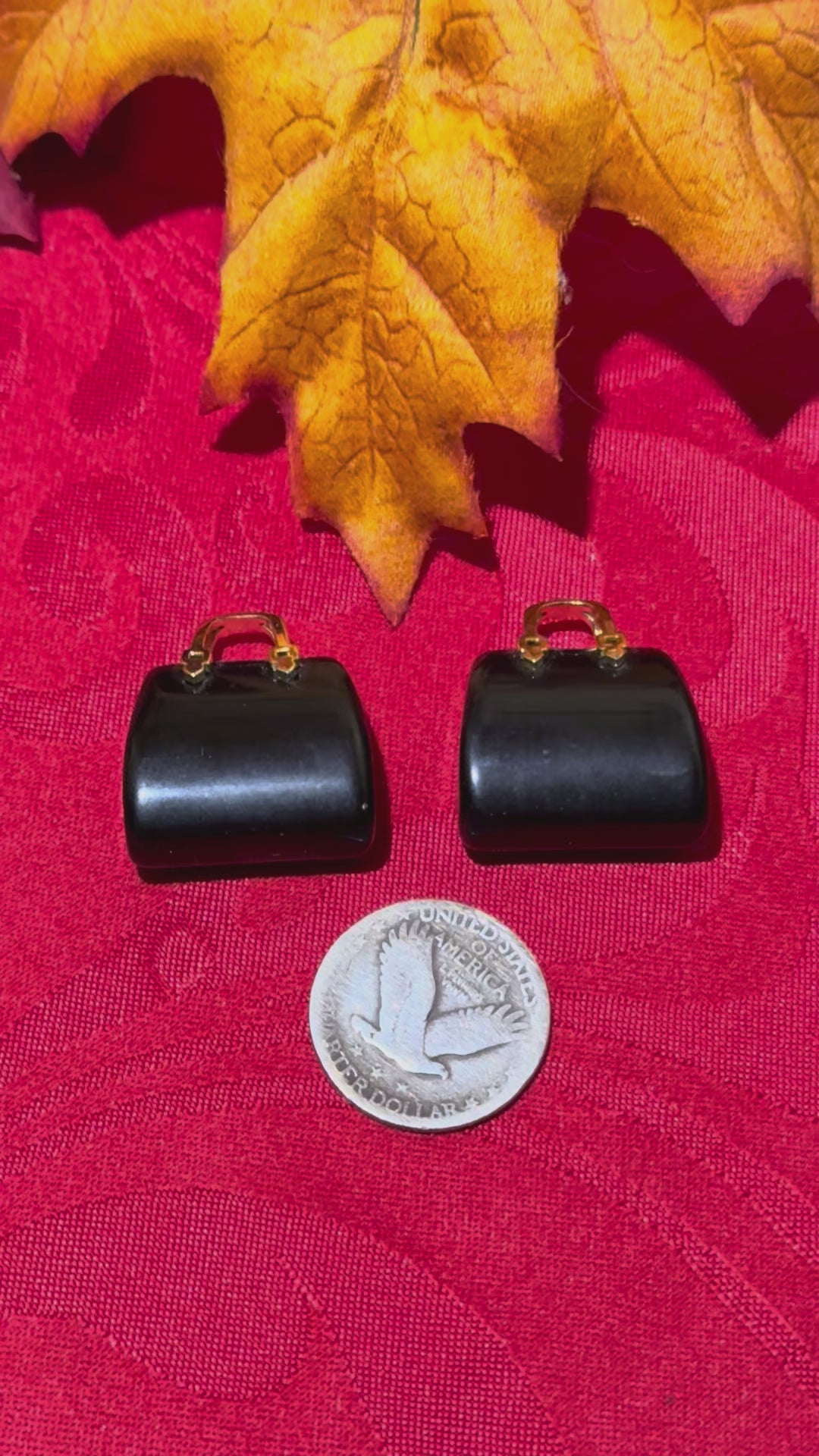 Black Obsidian Handbag Purse with Gold Tone Handle