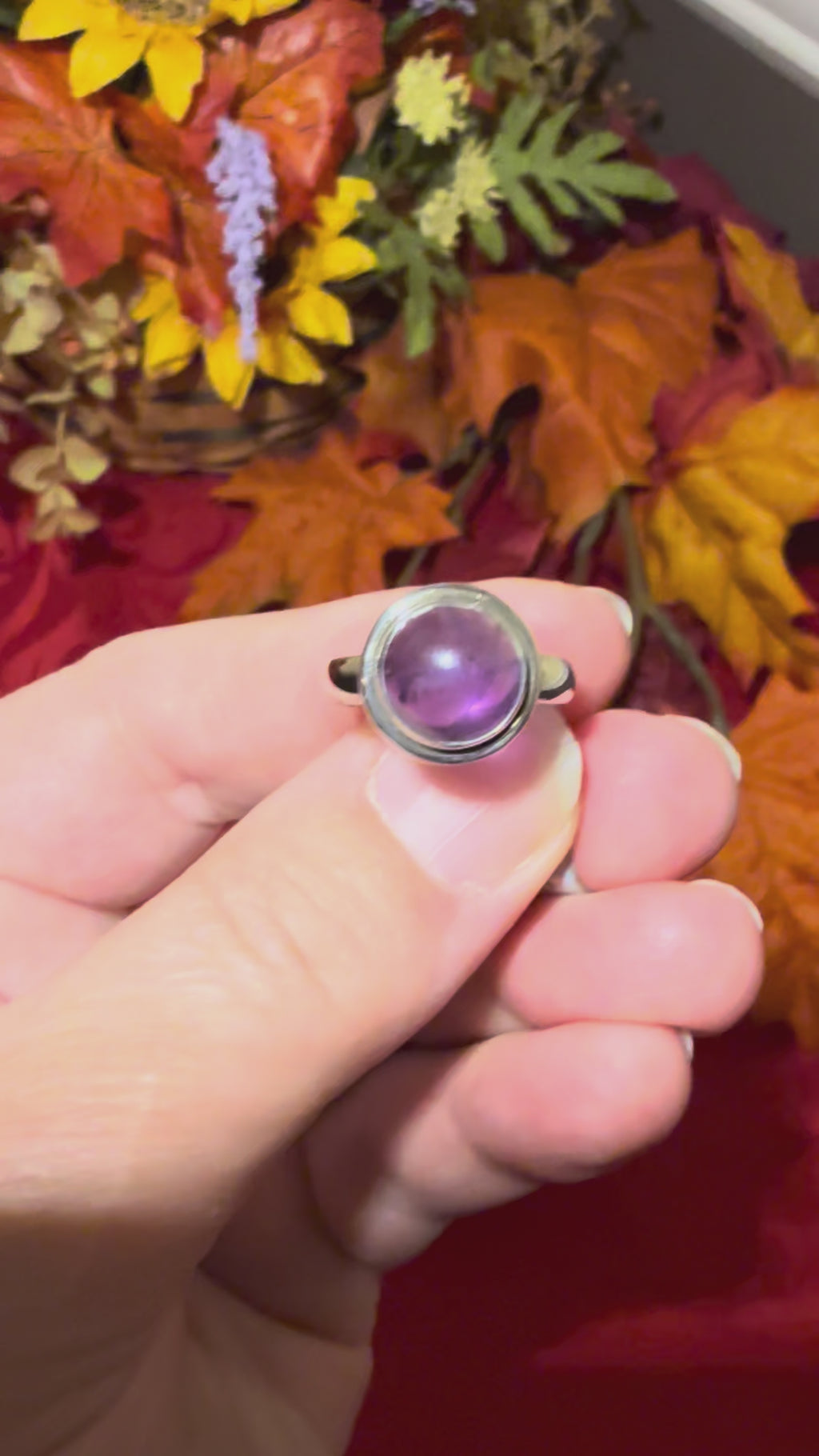 Amethyst Cabochon Sterling Silver Ring, size 6