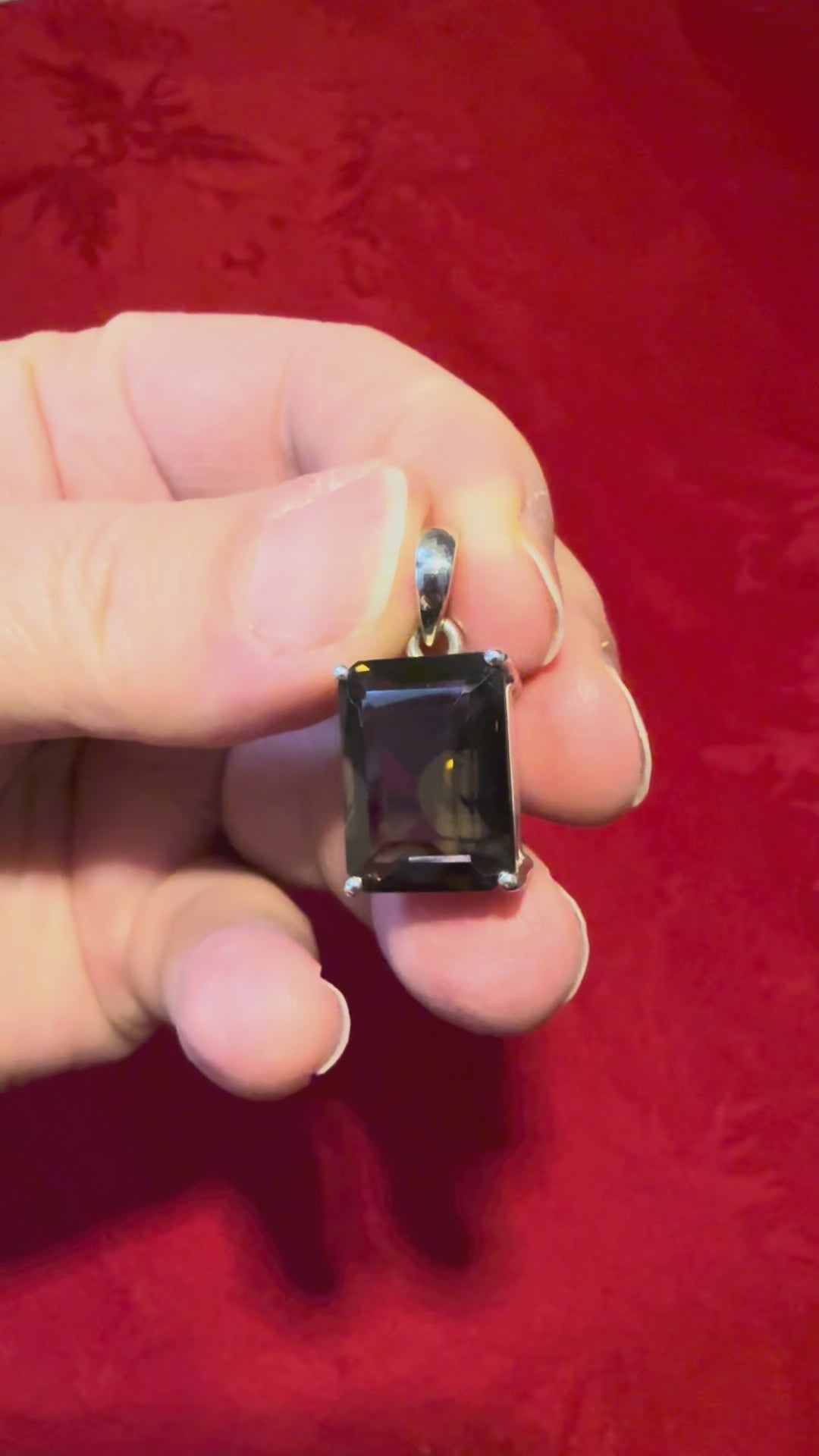 1” Faceted Smoky Quartz Sterling Silver Pendant