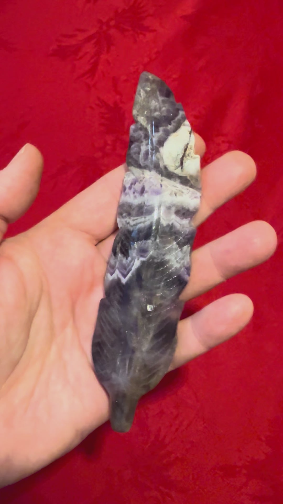 5-5/8” Chevron Amethyst Carved Feather