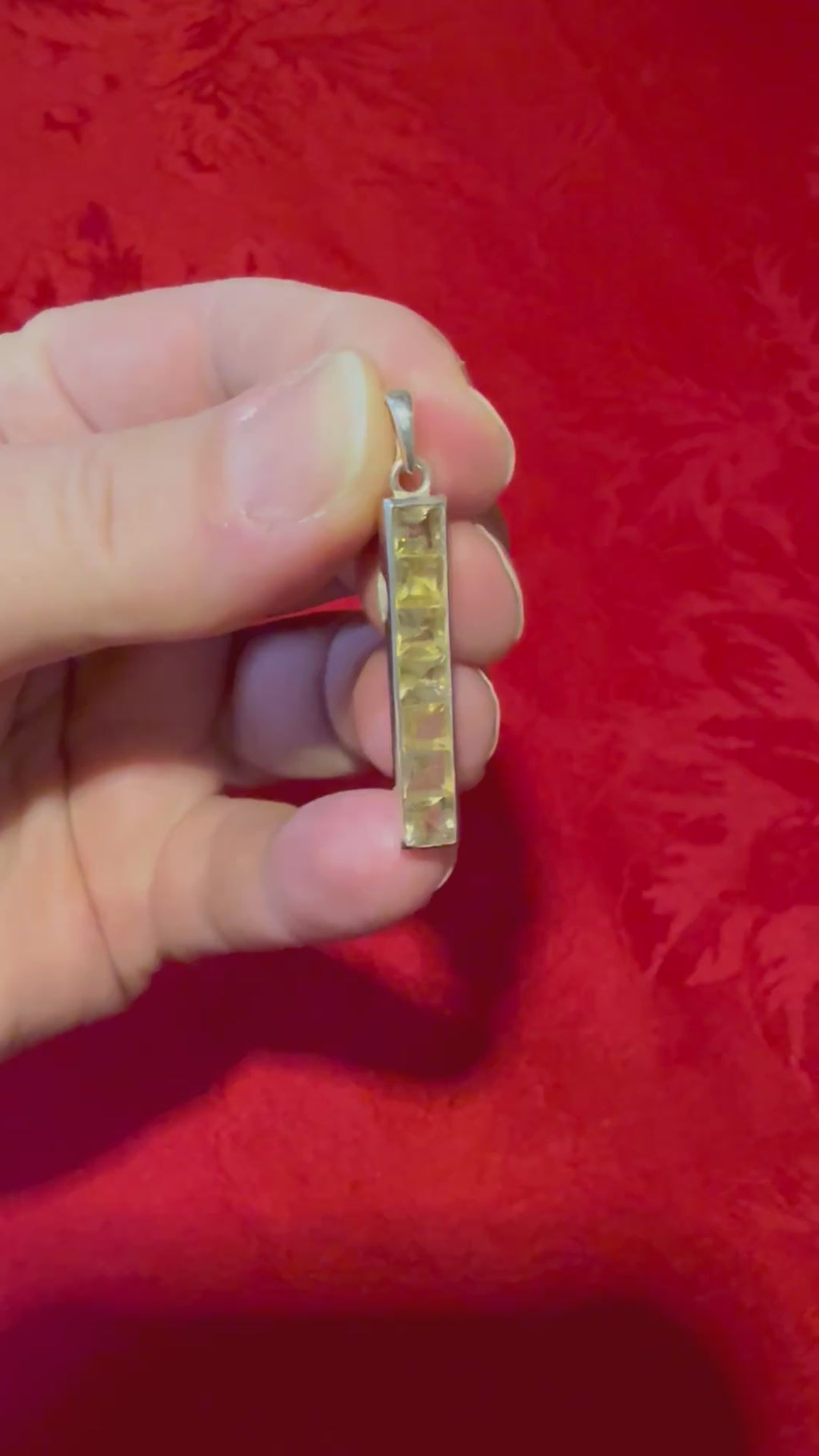 Faceted Citrine Sterling Silver Bar Pendant