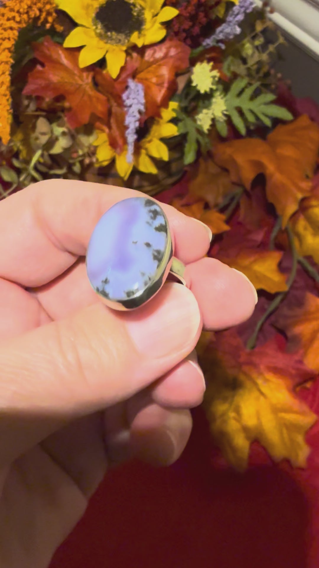 Purple Moss Agate Sterling Silver Ring, size 6-1/2