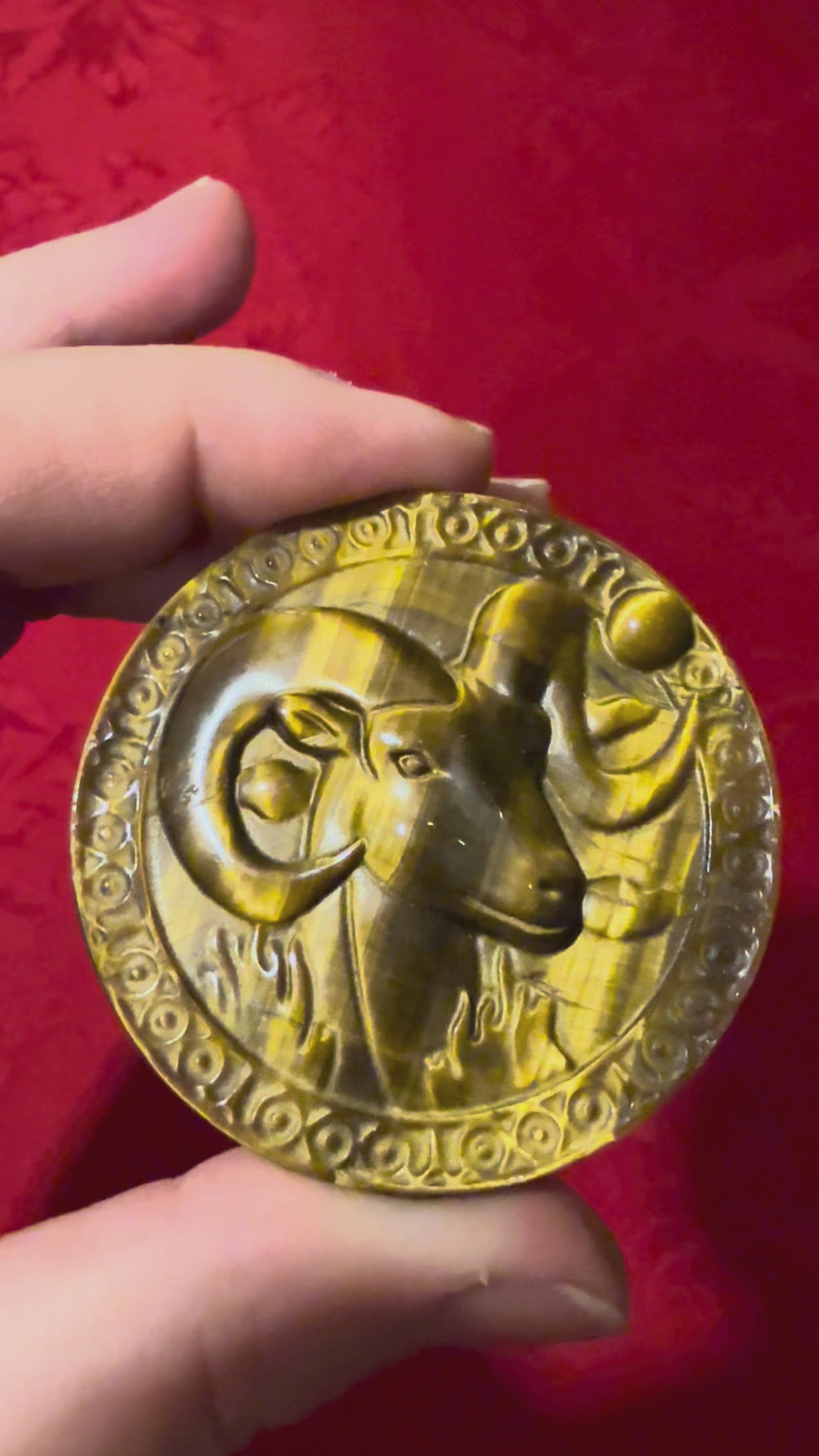 50mm Tigerseye Tiger’s Eye Zodiac Sign Aries Cameo